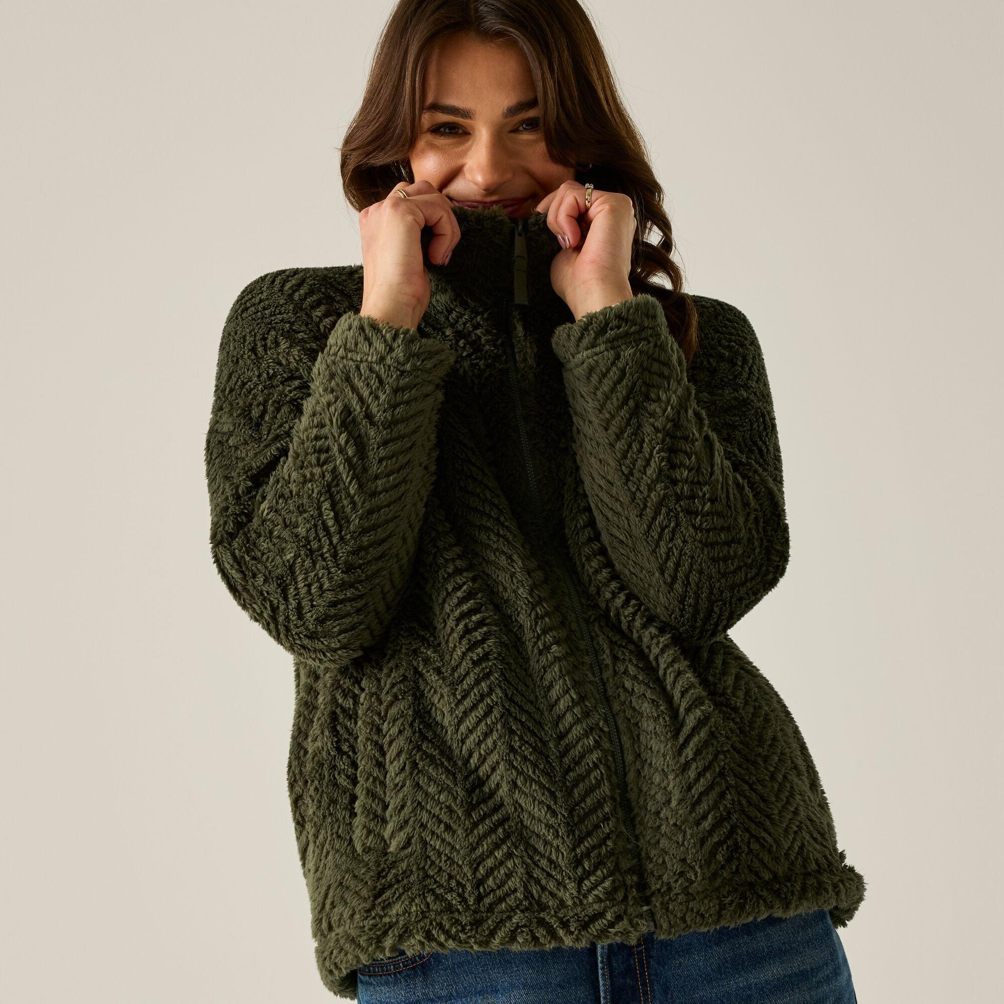 Dark Khaki - Regatta - Women's Ayana Herringbone Full-Zip Fleece Top - 5