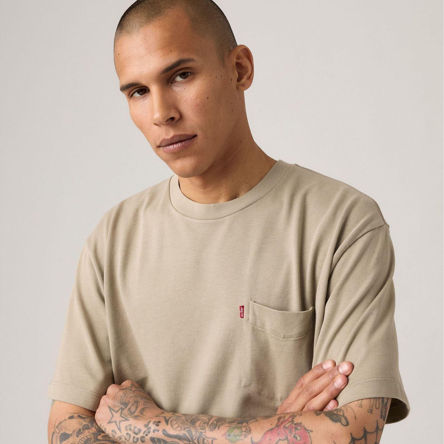 Khaki - Levis - Housemark Pocket T-Shirt - 4