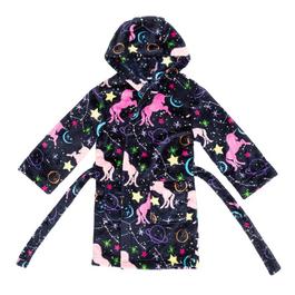 Miso Kids Girls Unicorn Fleece Dressing Gown