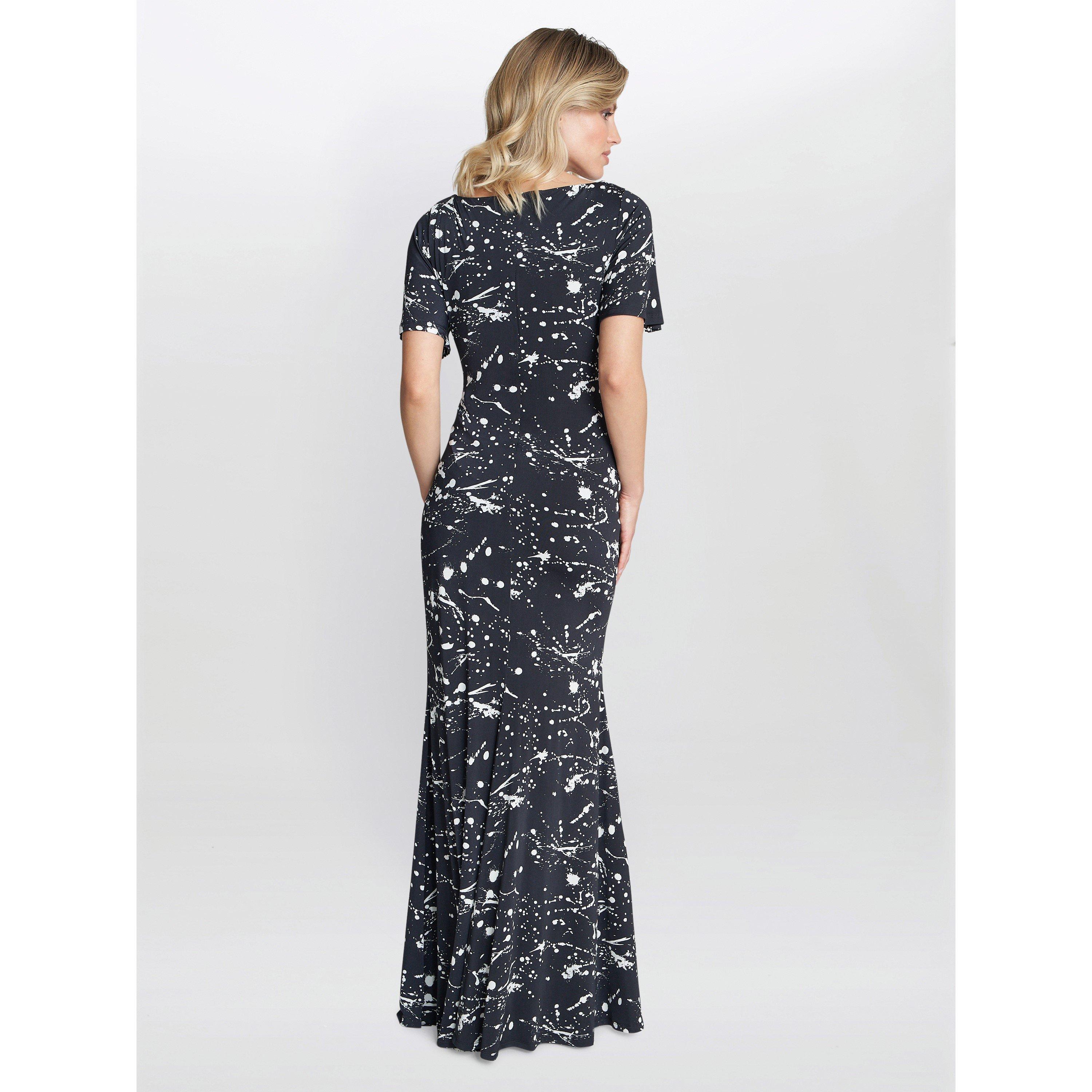 Black / White - Gina Bacconi - Women's Lacy Jersey Maxi Dress - 2
