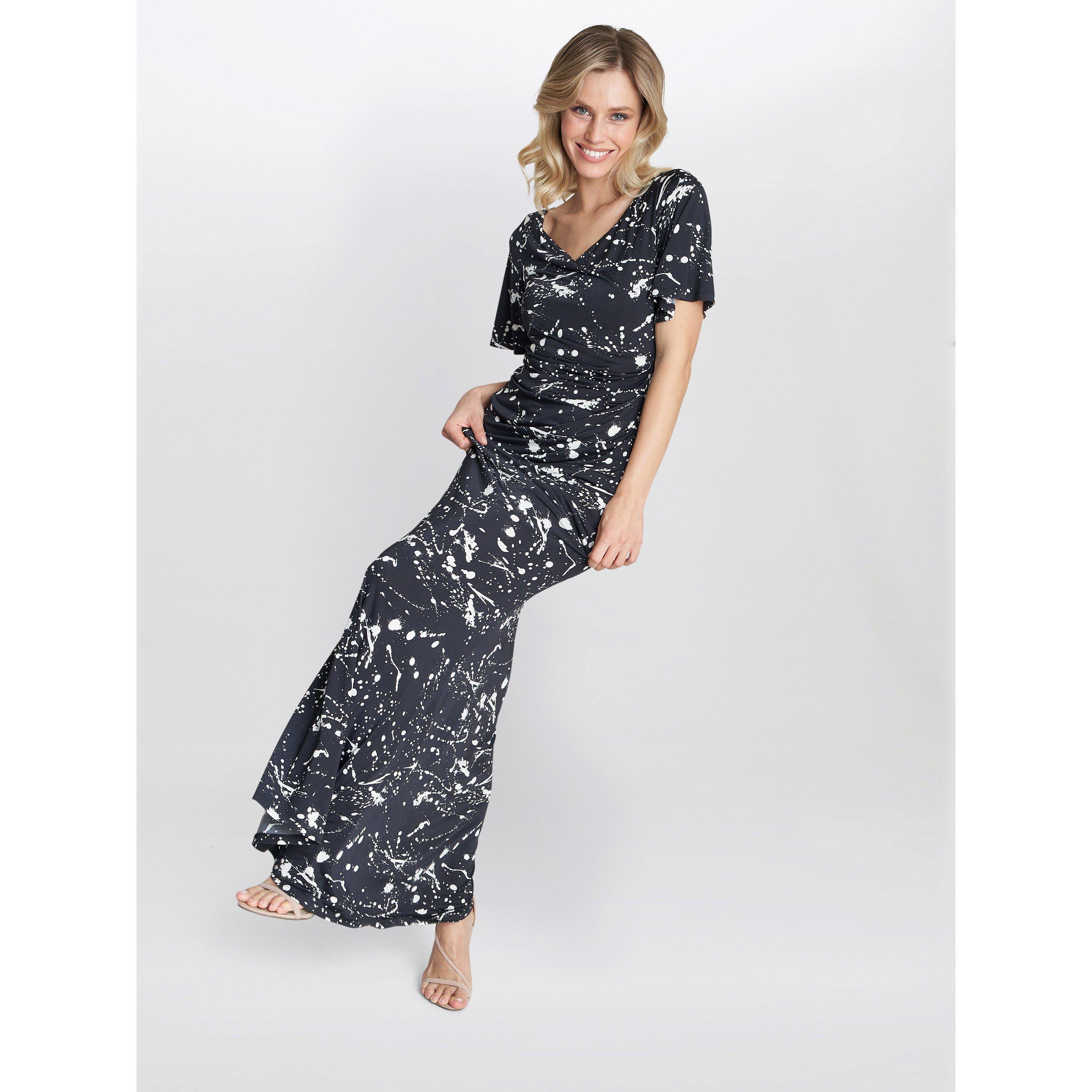 Black / White - Gina Bacconi - Women's Lacy Jersey Maxi Dress - 3