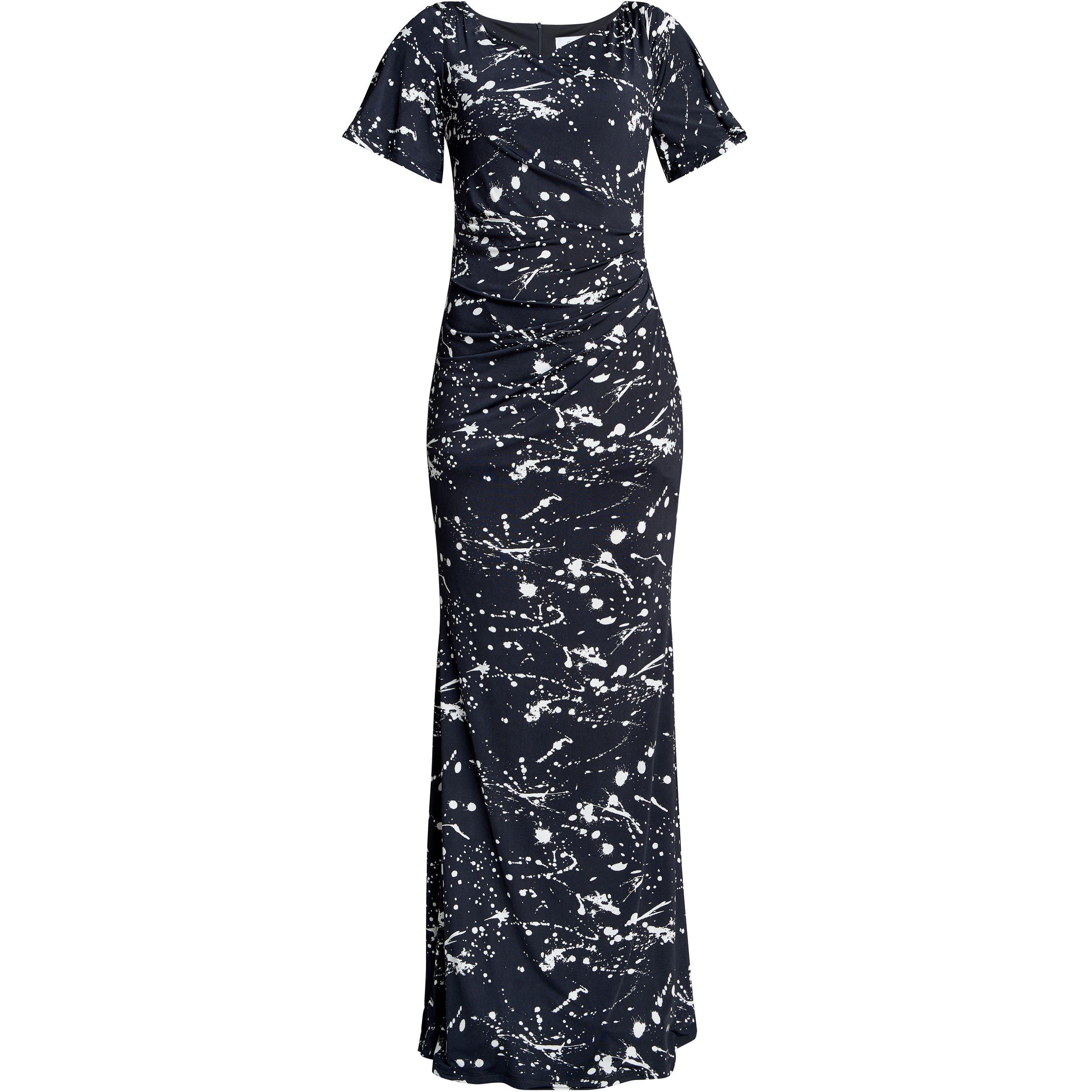 Black / White - Gina Bacconi - Women's Lacy Jersey Maxi Dress - 4
