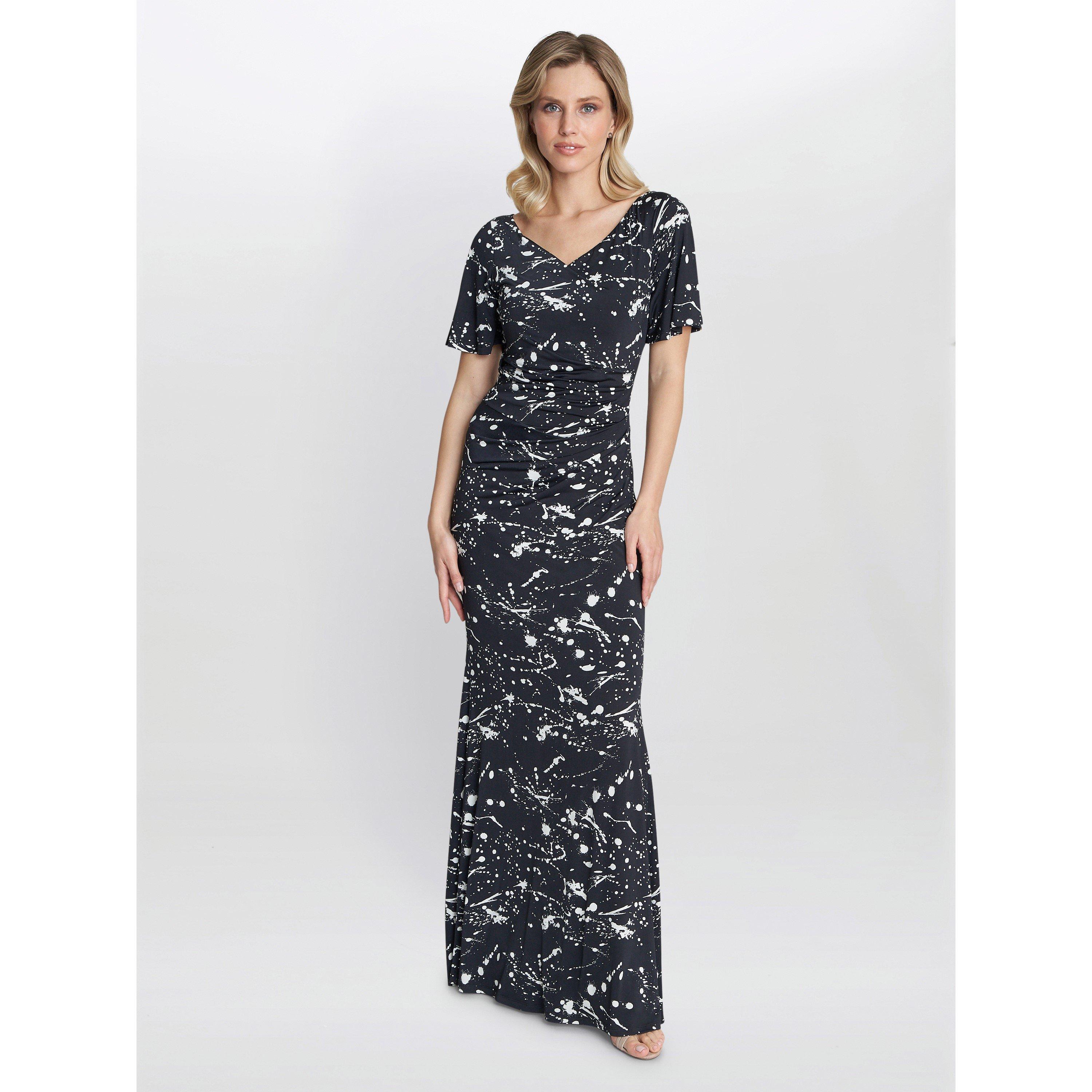 Black / White - Gina Bacconi - Women's Lacy Jersey Maxi Dress - 6