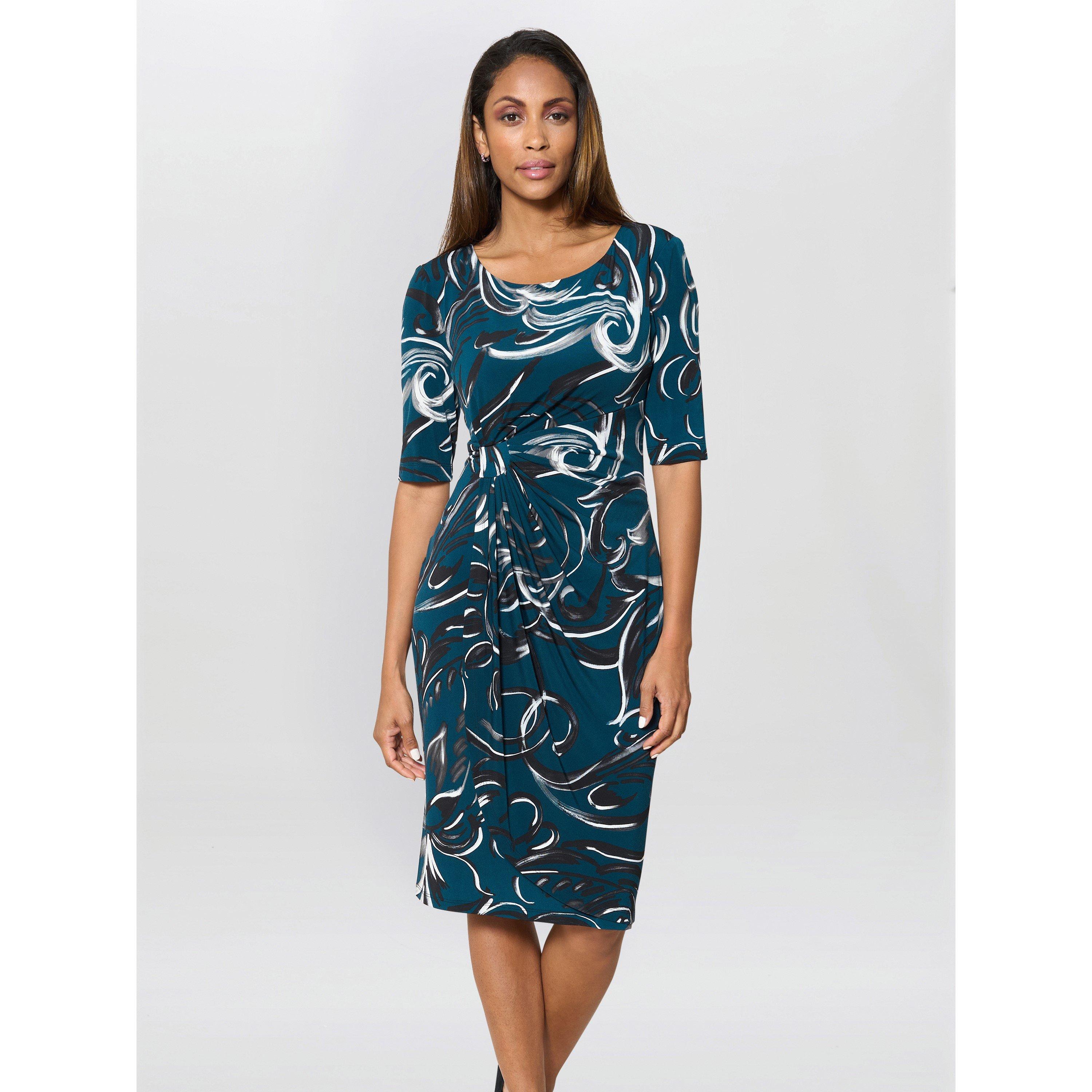 Green / Black - Gina Bacconi - Yvonne Printed Jersey Dress - 2