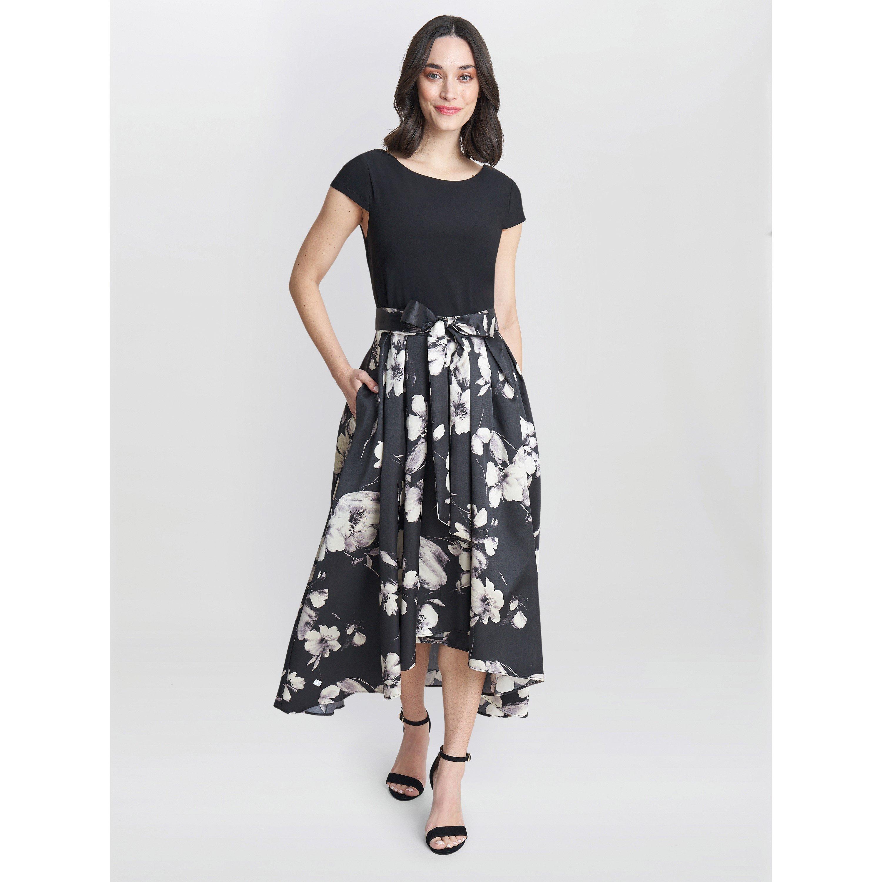 Black / Ivory - Gina Bacconi - Colleen Jersey and Jacquard Dress - 1