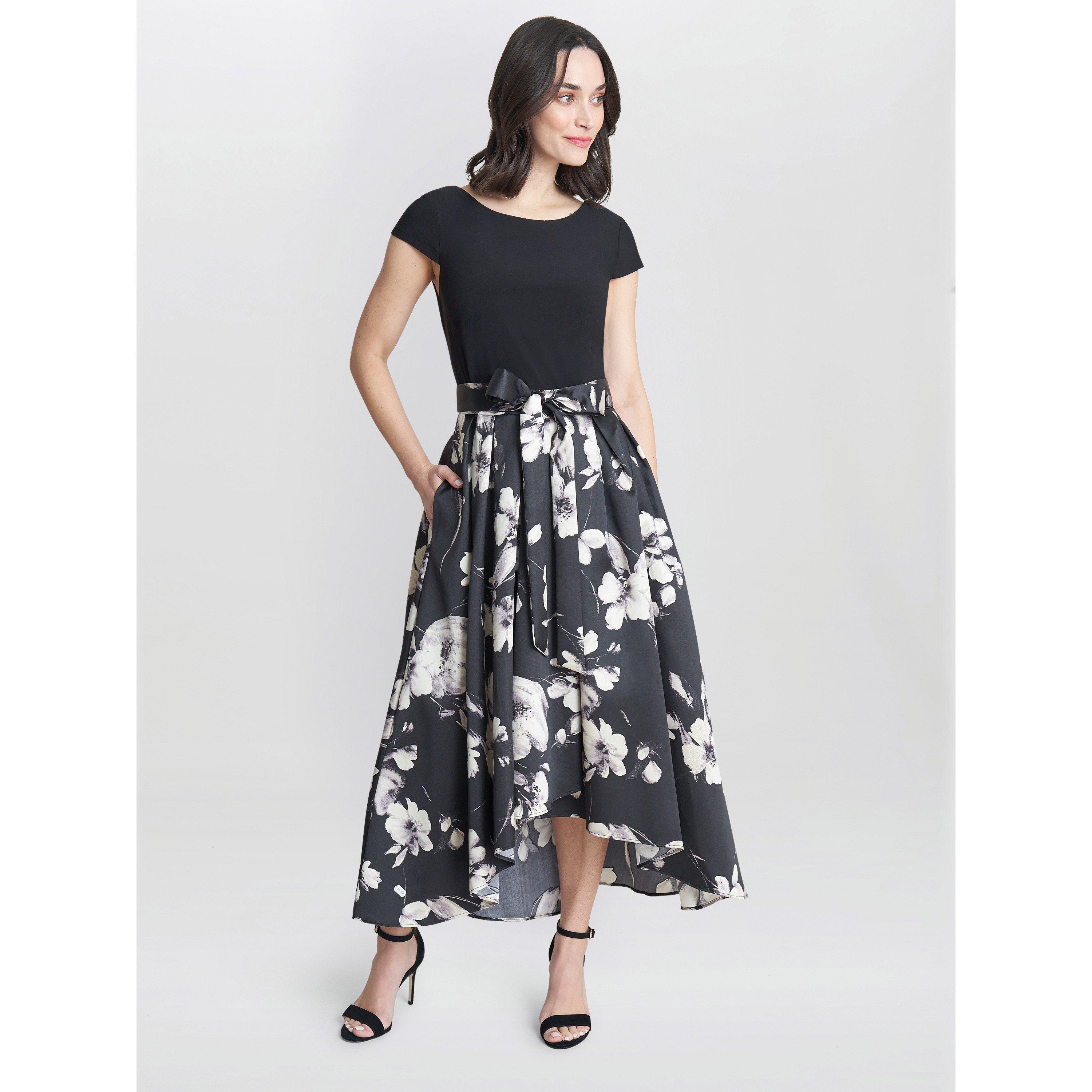 Black / Ivory - Gina Bacconi - Colleen Jersey and Jacquard Dress - 3