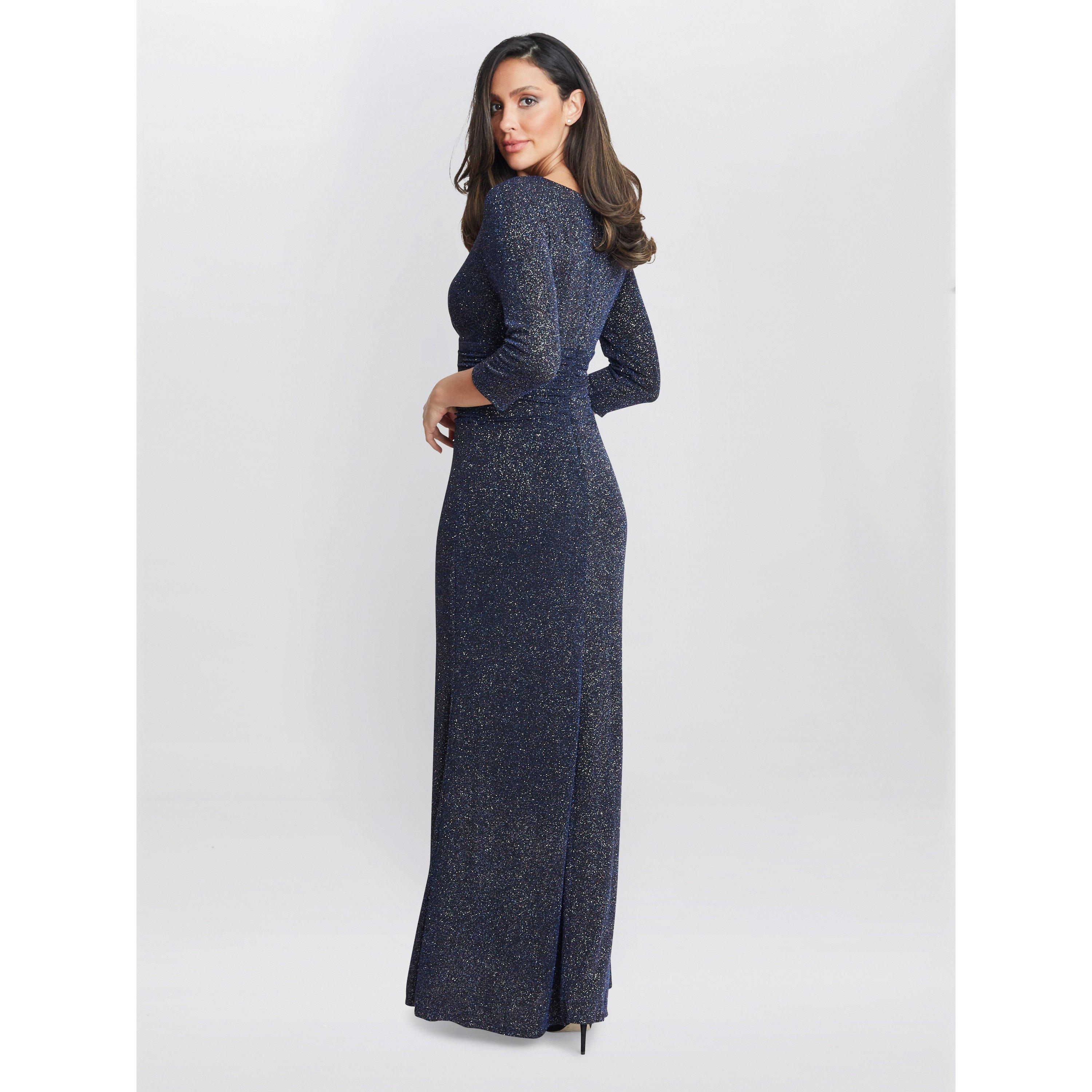 Navy - Gina Bacconi - Eugenie Metallic Maxi Dress - 2