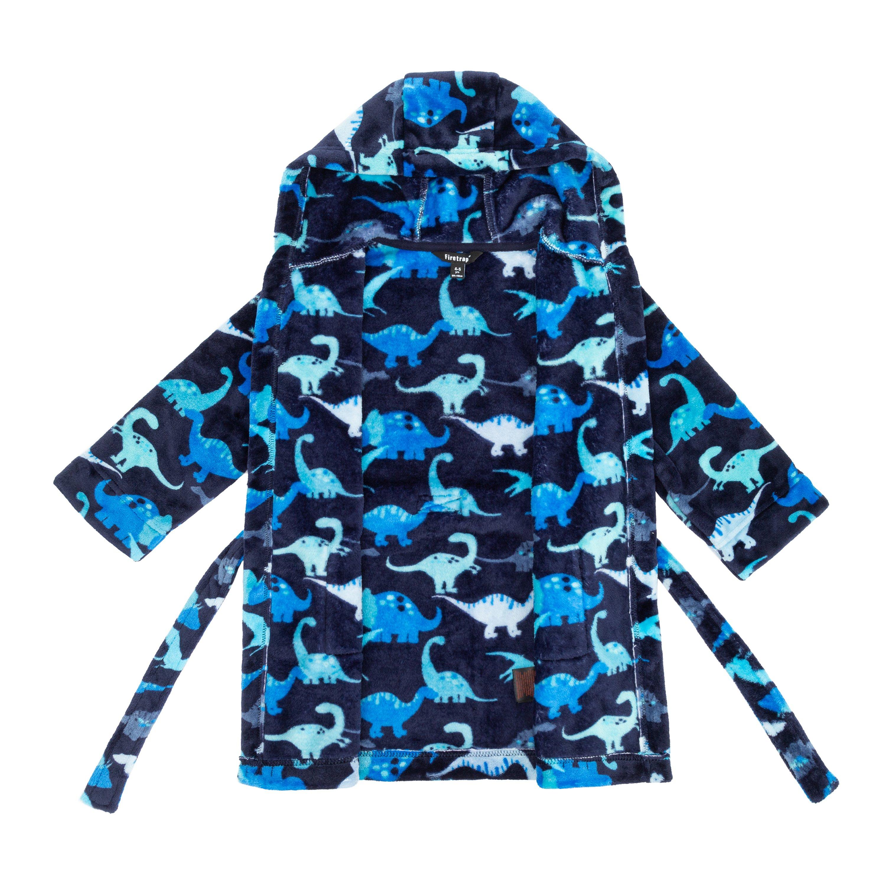 Zwart/Blauw - Firetrap - Boys Dinosaur Fleece Dressing Gown - 3