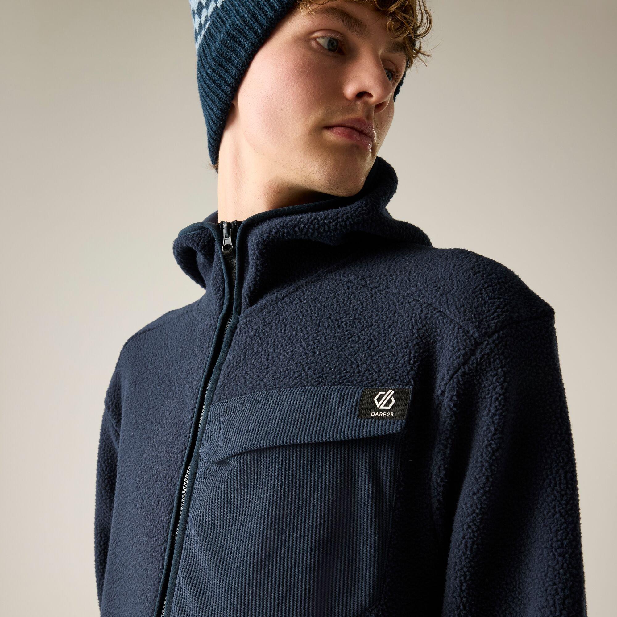 Navy - Dare 2b - Mens Firn Hooded Borg Fleece - 1