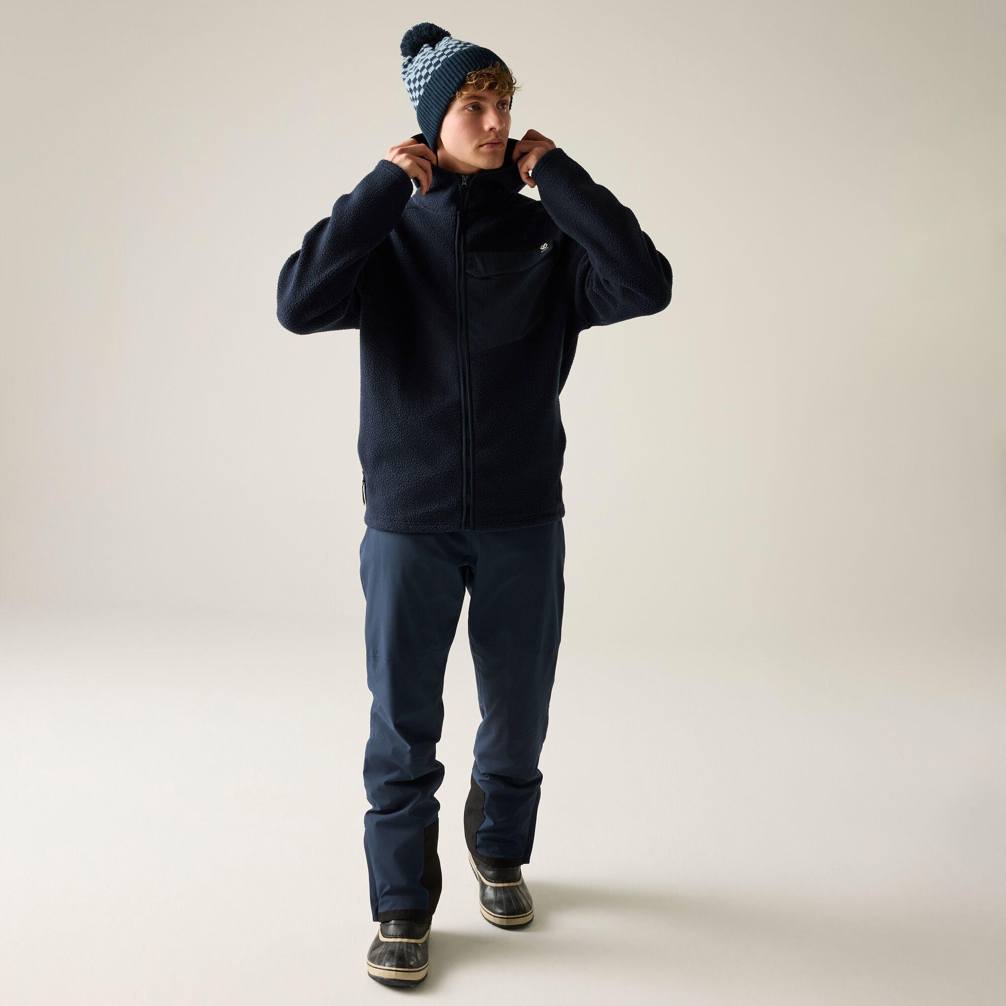 Navy - Dare 2b - Mens Firn Hooded Borg Fleece - 3