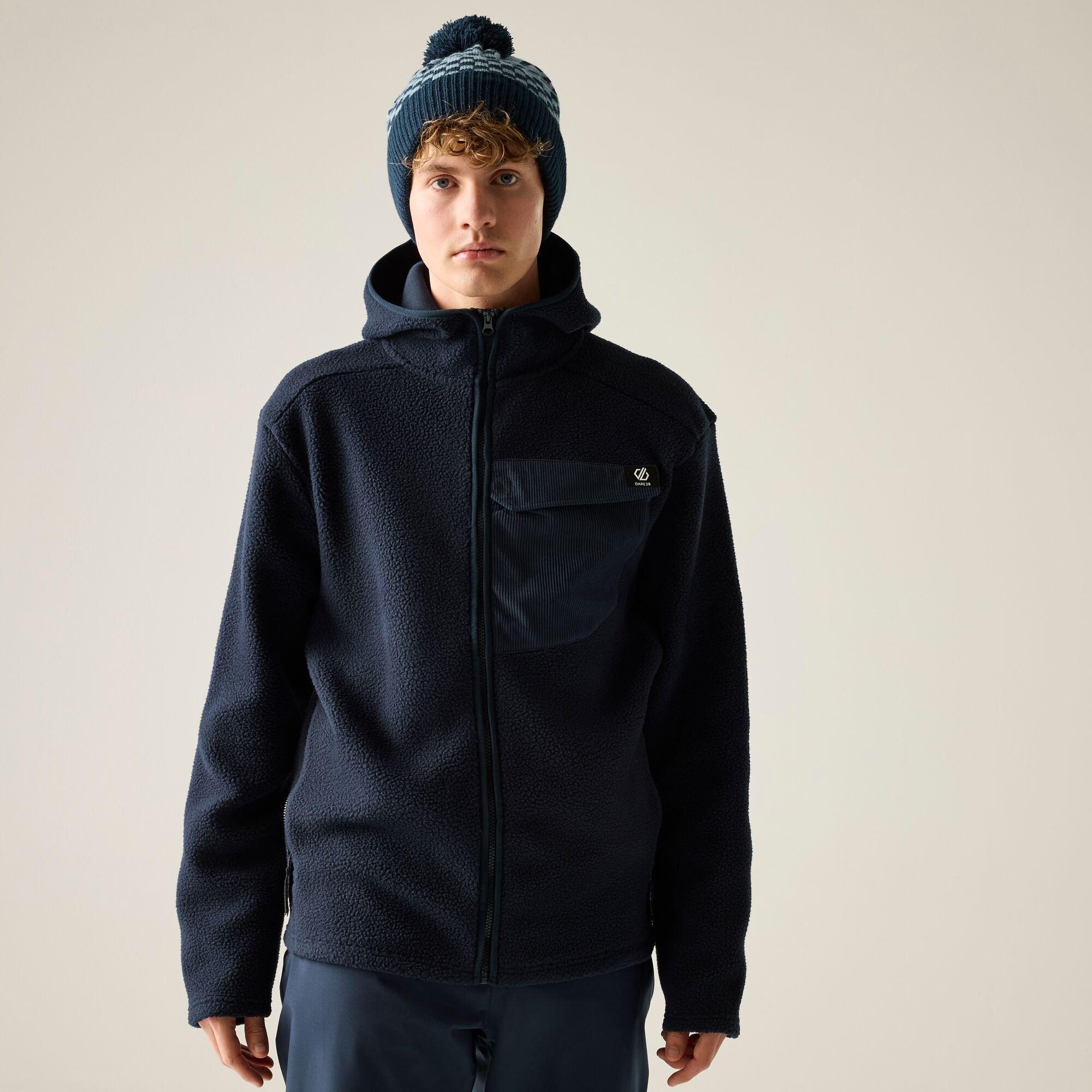 Navy - Dare 2b - Mens Firn Hooded Borg Fleece - 4