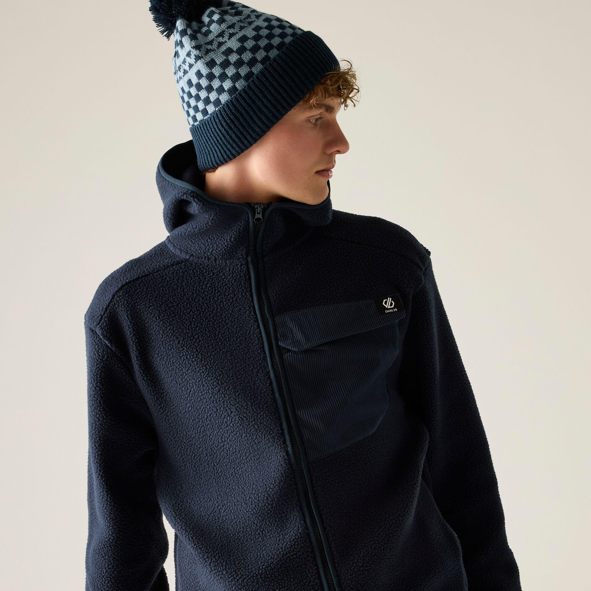 Navy - Dare 2b - Mens Firn Hooded Borg Fleece - 8