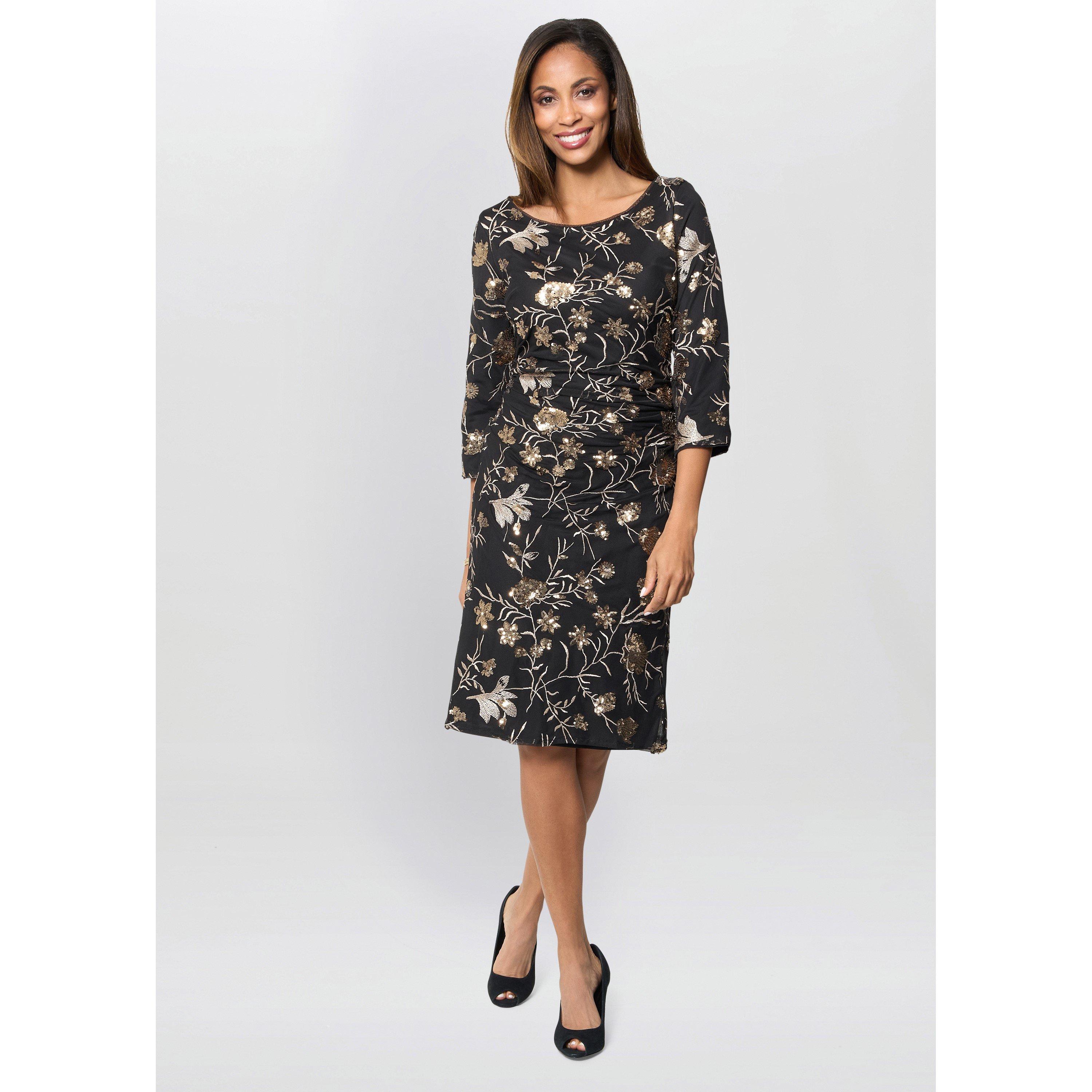Black / Multi - Gina Bacconi - Sue Sequin Embroidered Dress - 2