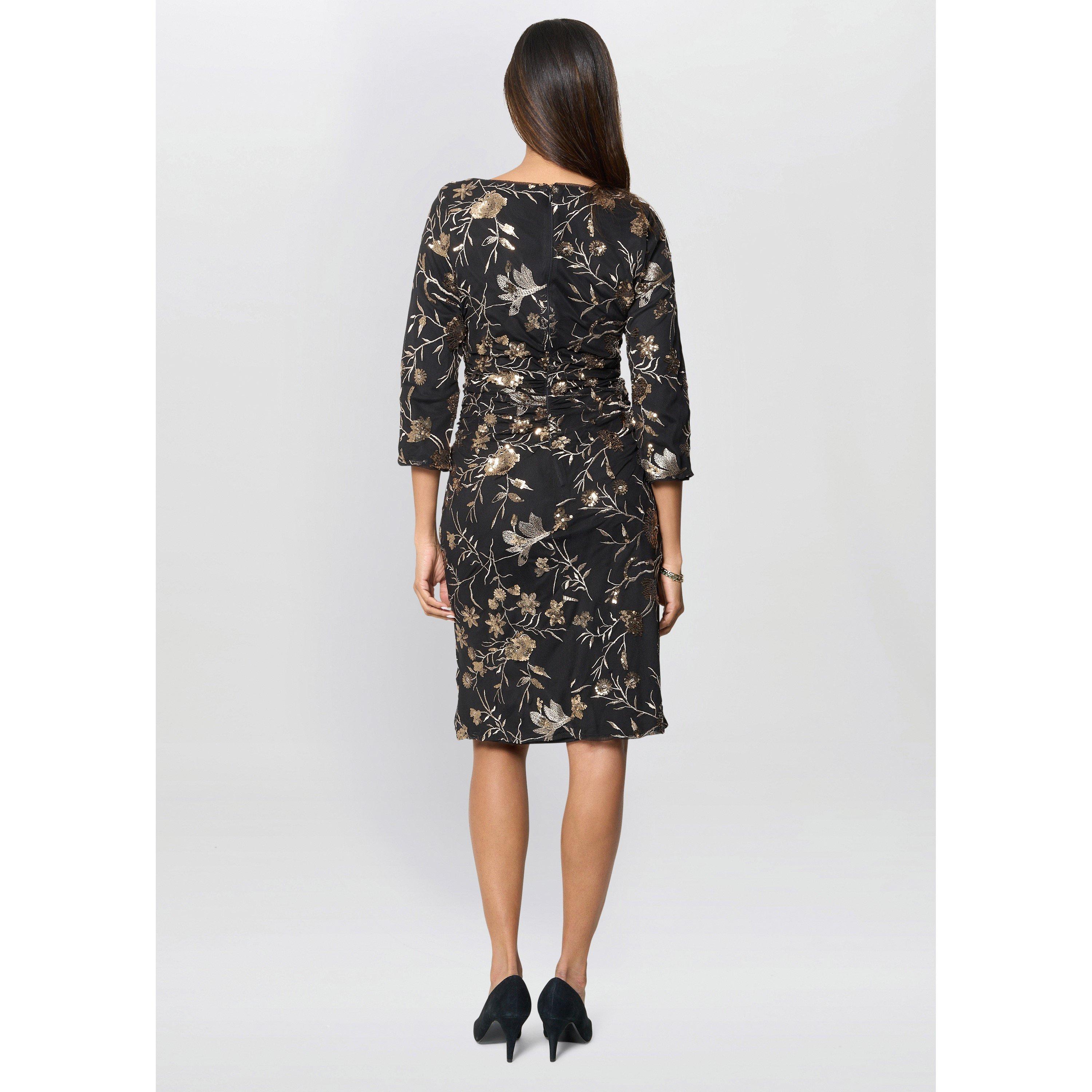 Black / Multi - Gina Bacconi - Sue Sequin Embroidered Dress - 3