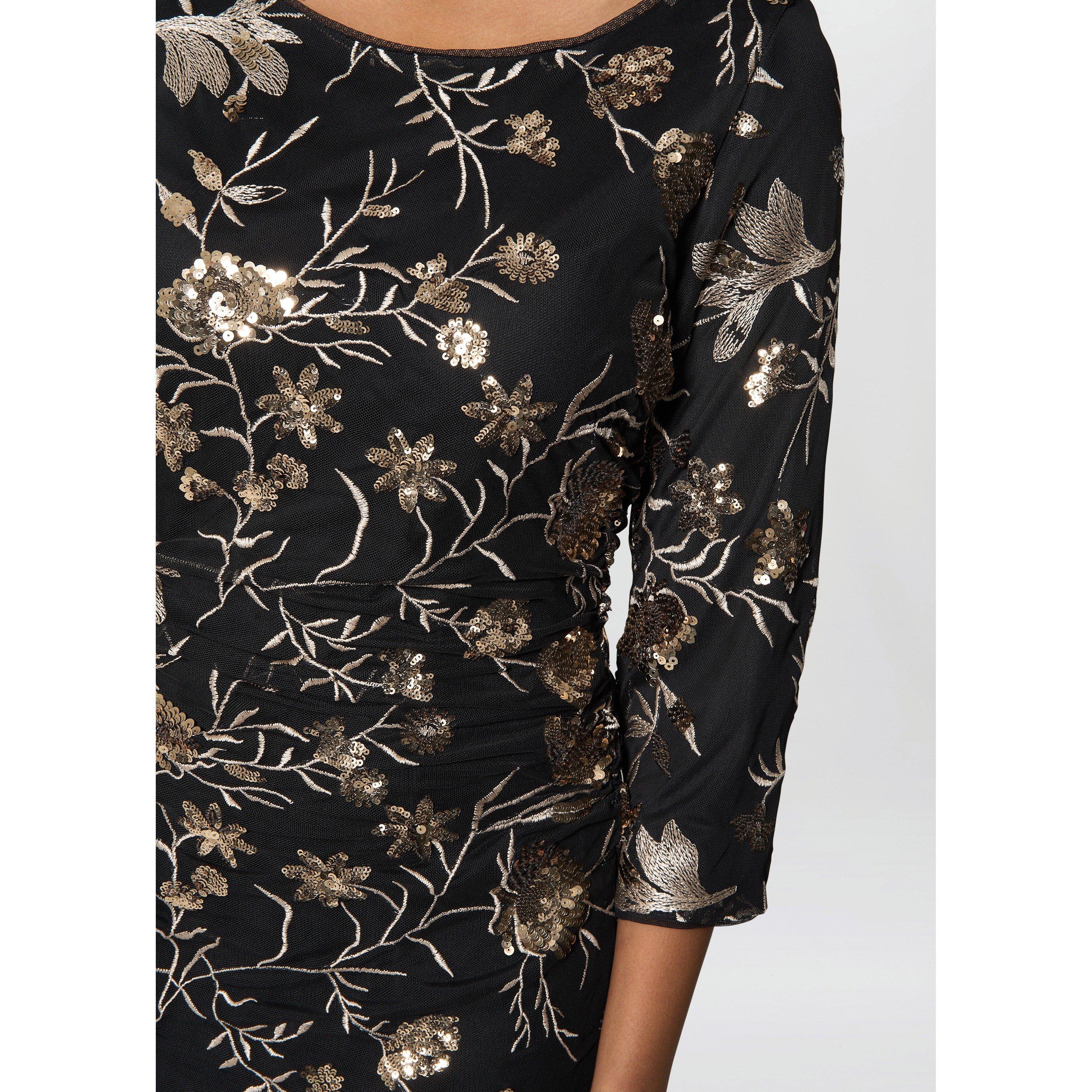 Black / Multi - Gina Bacconi - Sue Sequin Embroidered Dress - 5