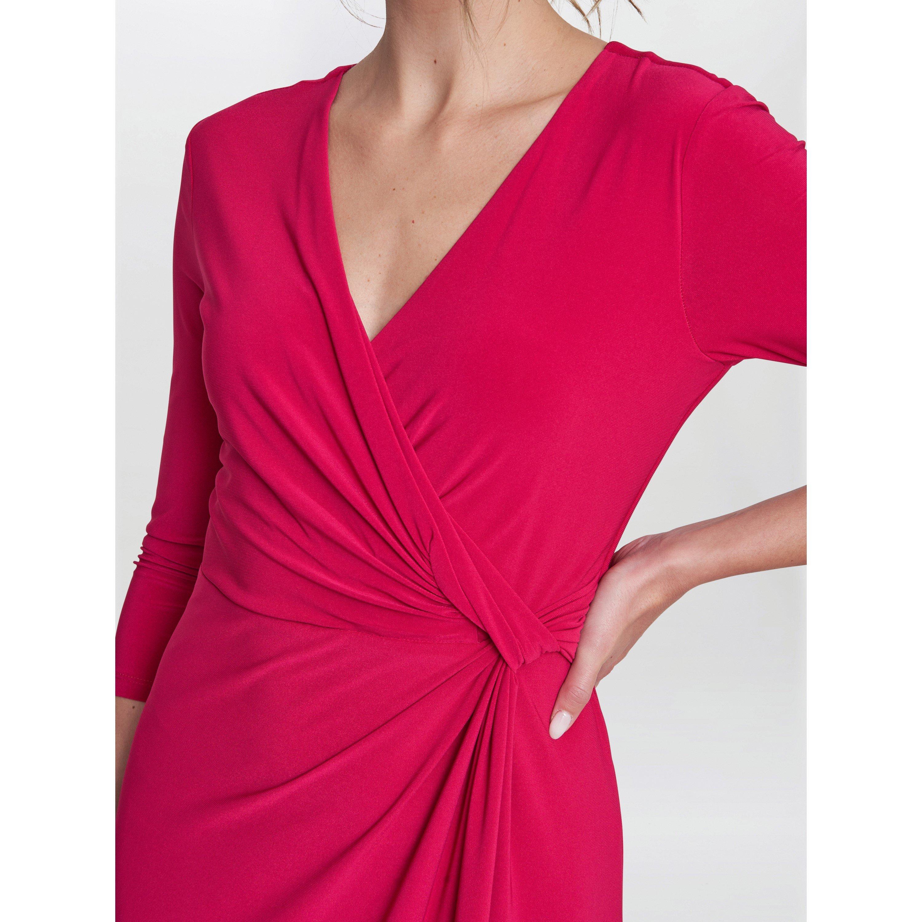 Magenta - Gina Bacconi - Celine Jersey Wrap Maxi Dress - 5