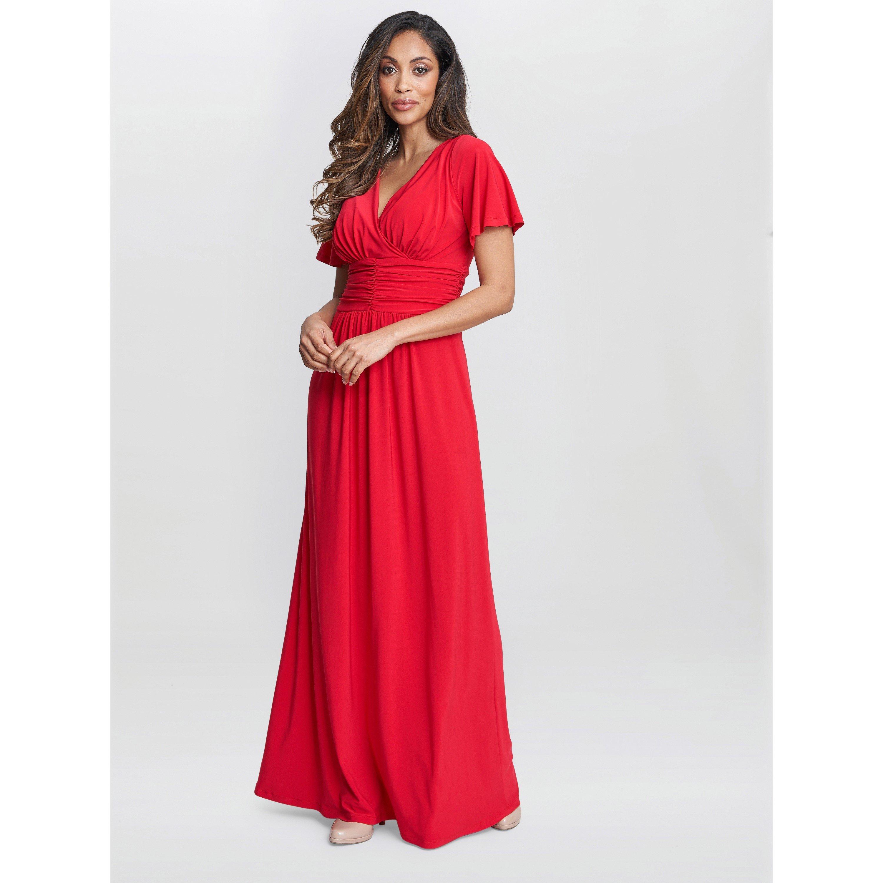 Red - Gina Bacconi - Women's Elena Jersey Maxi A-Line Dress - 1