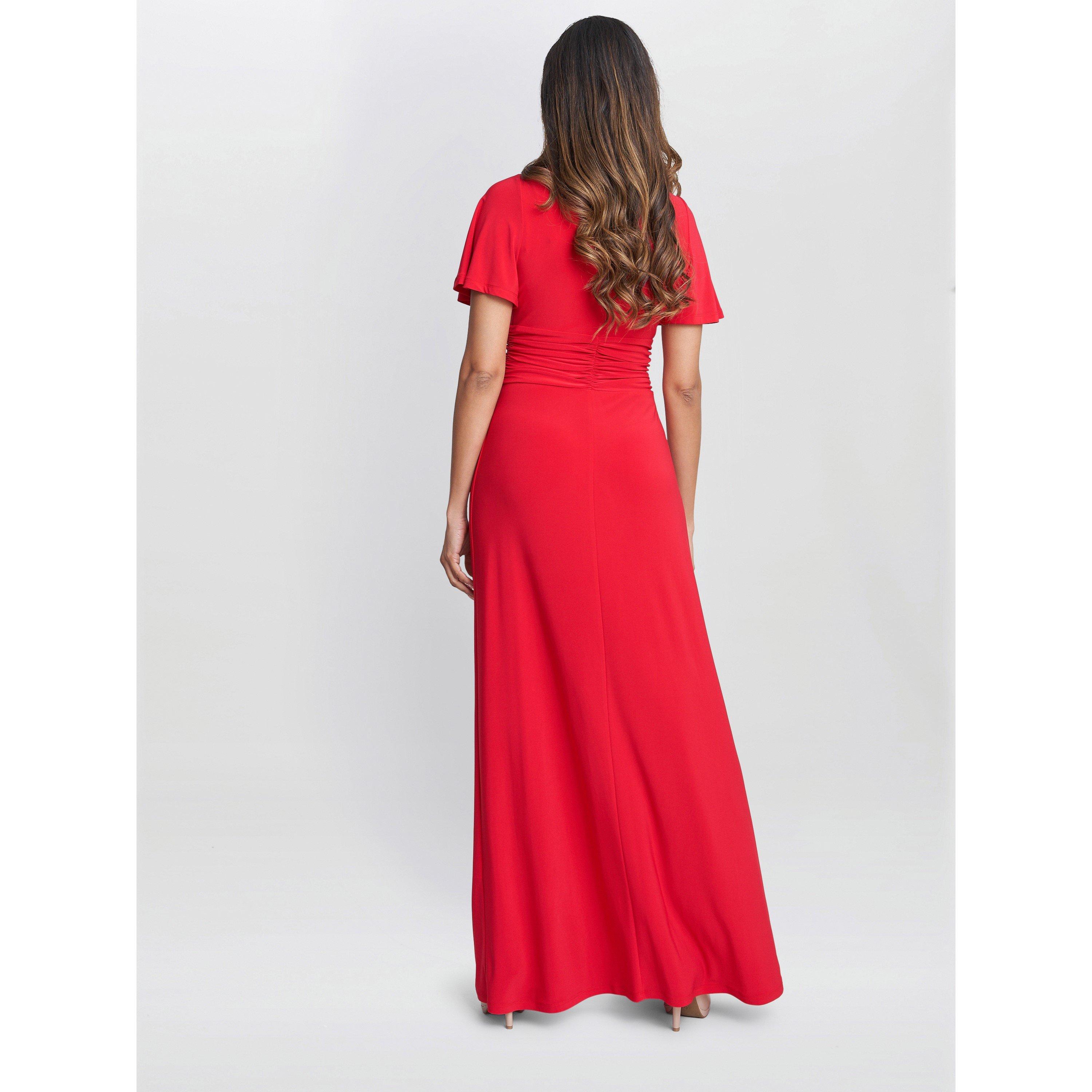 Red - Gina Bacconi - Women's Elena Jersey Maxi A-Line Dress - 2