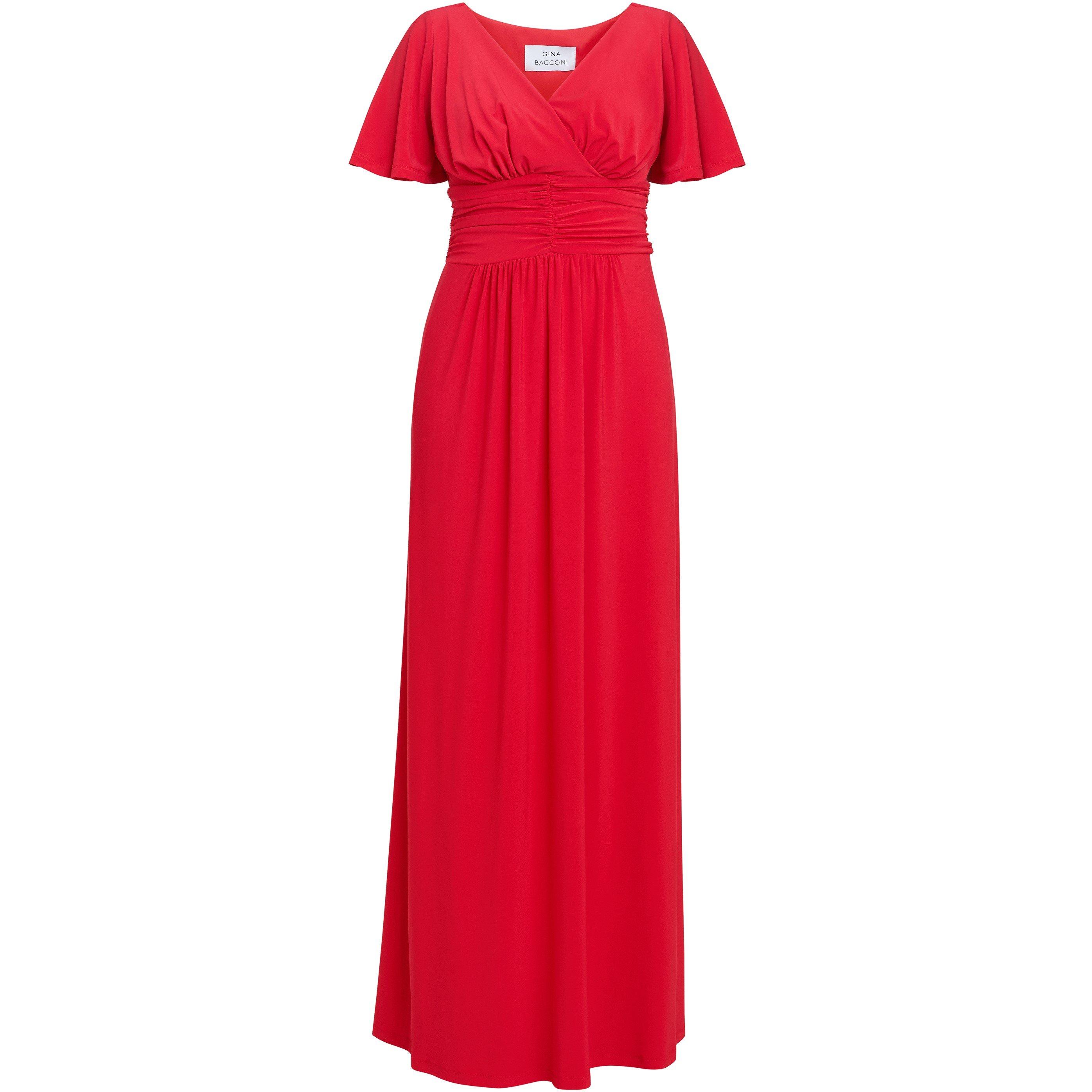 Red - Gina Bacconi - Women's Elena Jersey Maxi A-Line Dress - 4
