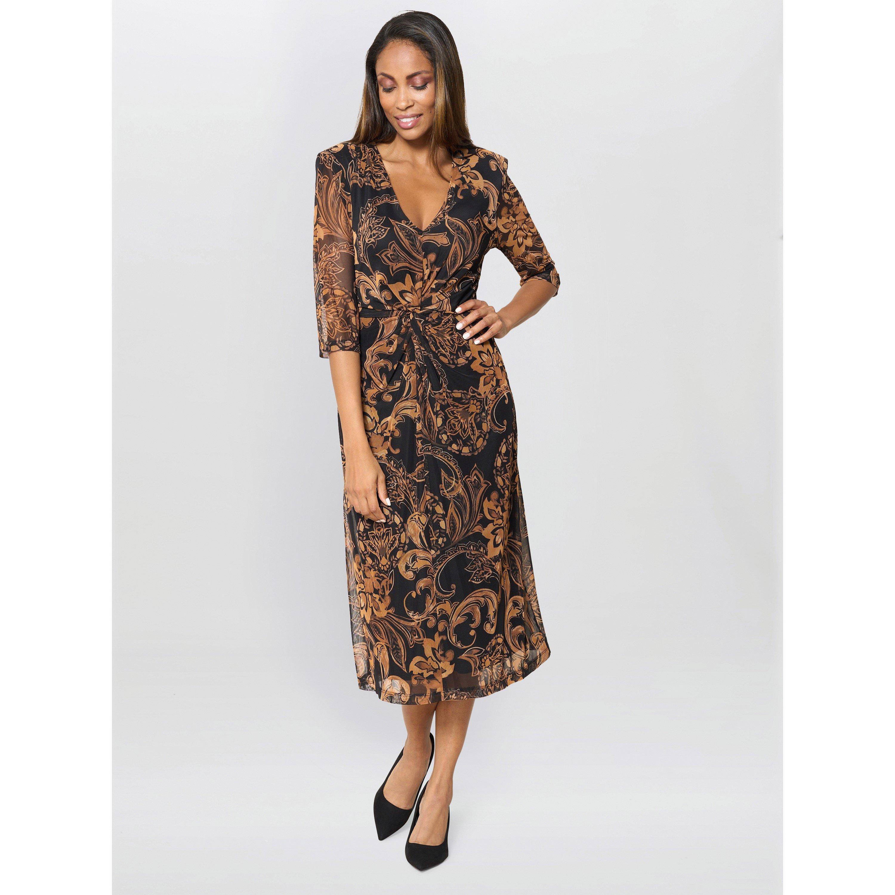 Black / Brown - Gina Bacconi - Yvette Burnt Bronze Midi Dress - 2