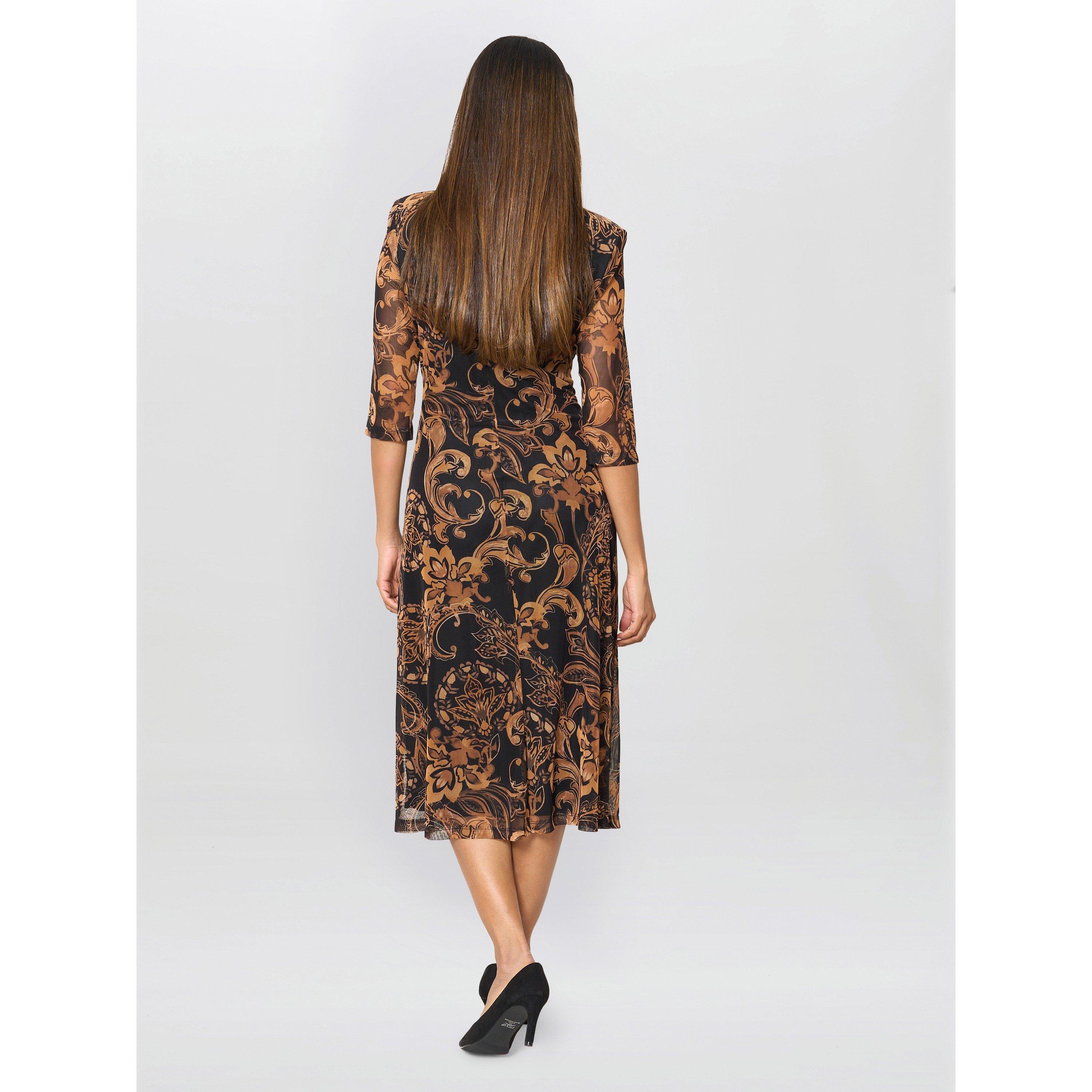 Black / Brown - Gina Bacconi - Yvette Burnt Bronze Midi Dress - 3