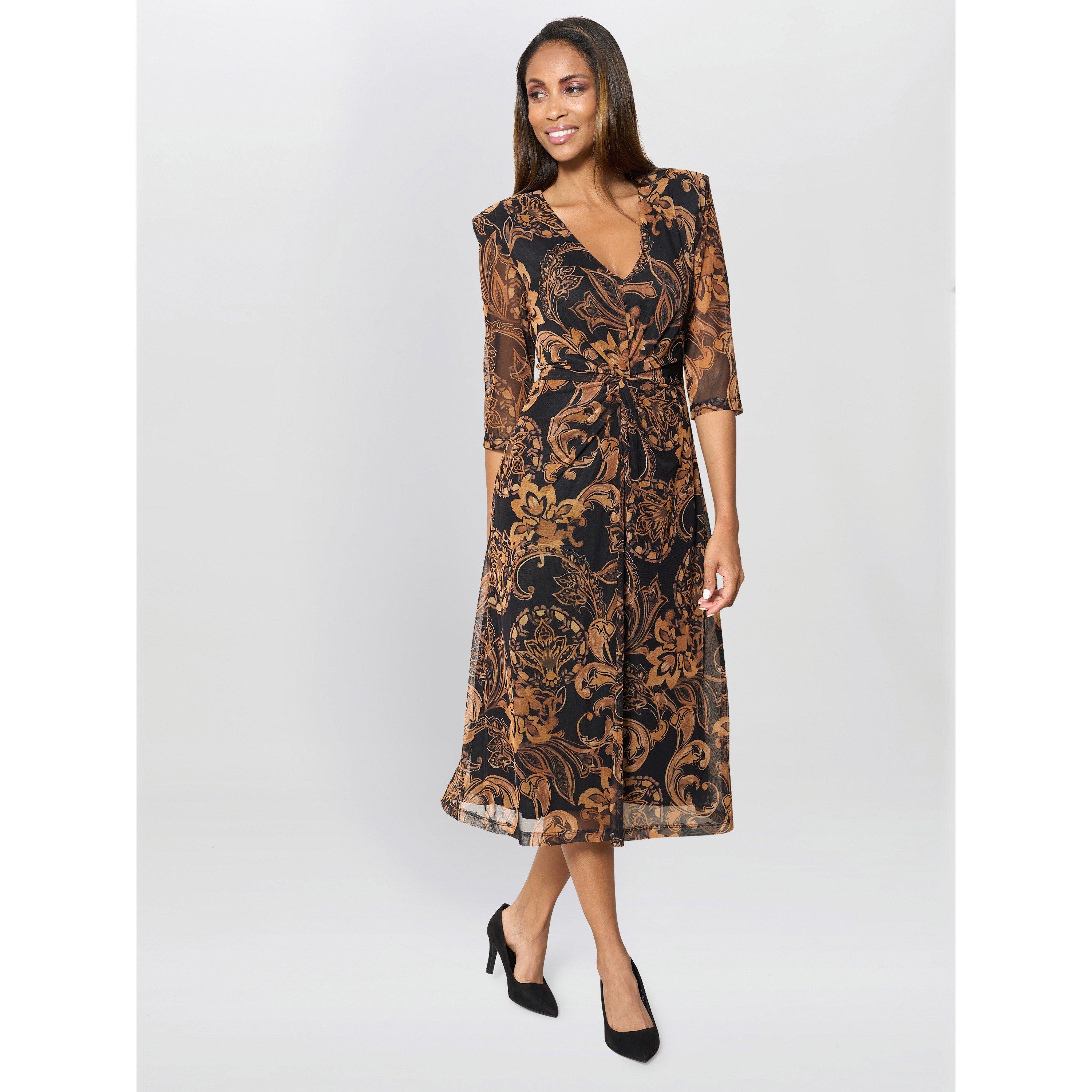 Black / Brown - Gina Bacconi - Yvette Burnt Bronze Midi Dress - 4