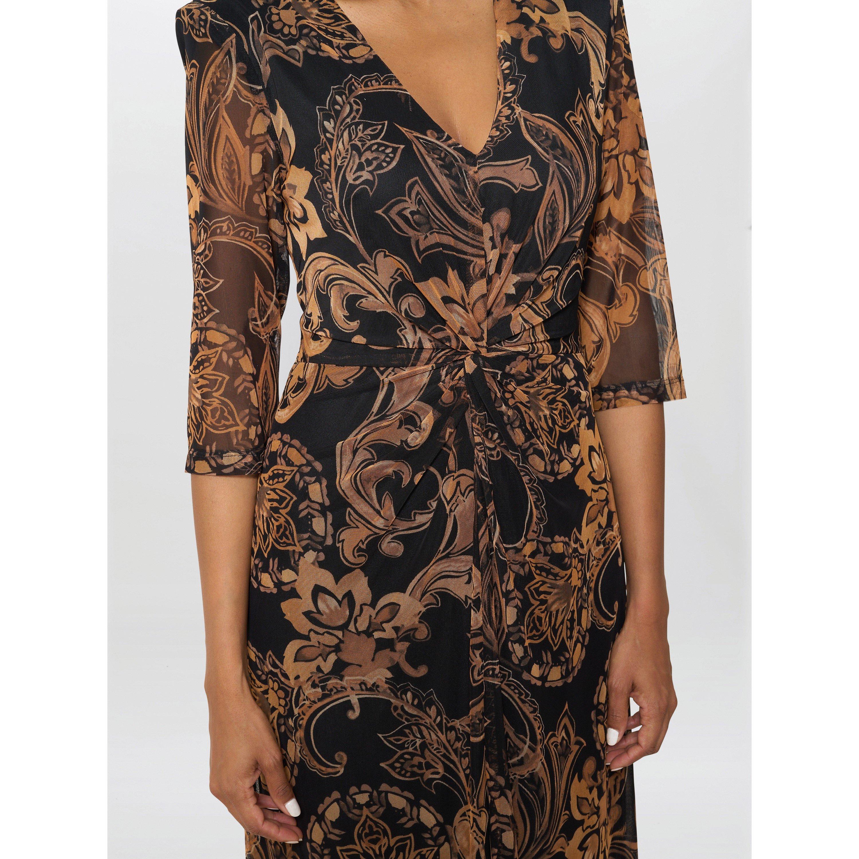 Black / Brown - Gina Bacconi - Yvette Burnt Bronze Midi Dress - 5