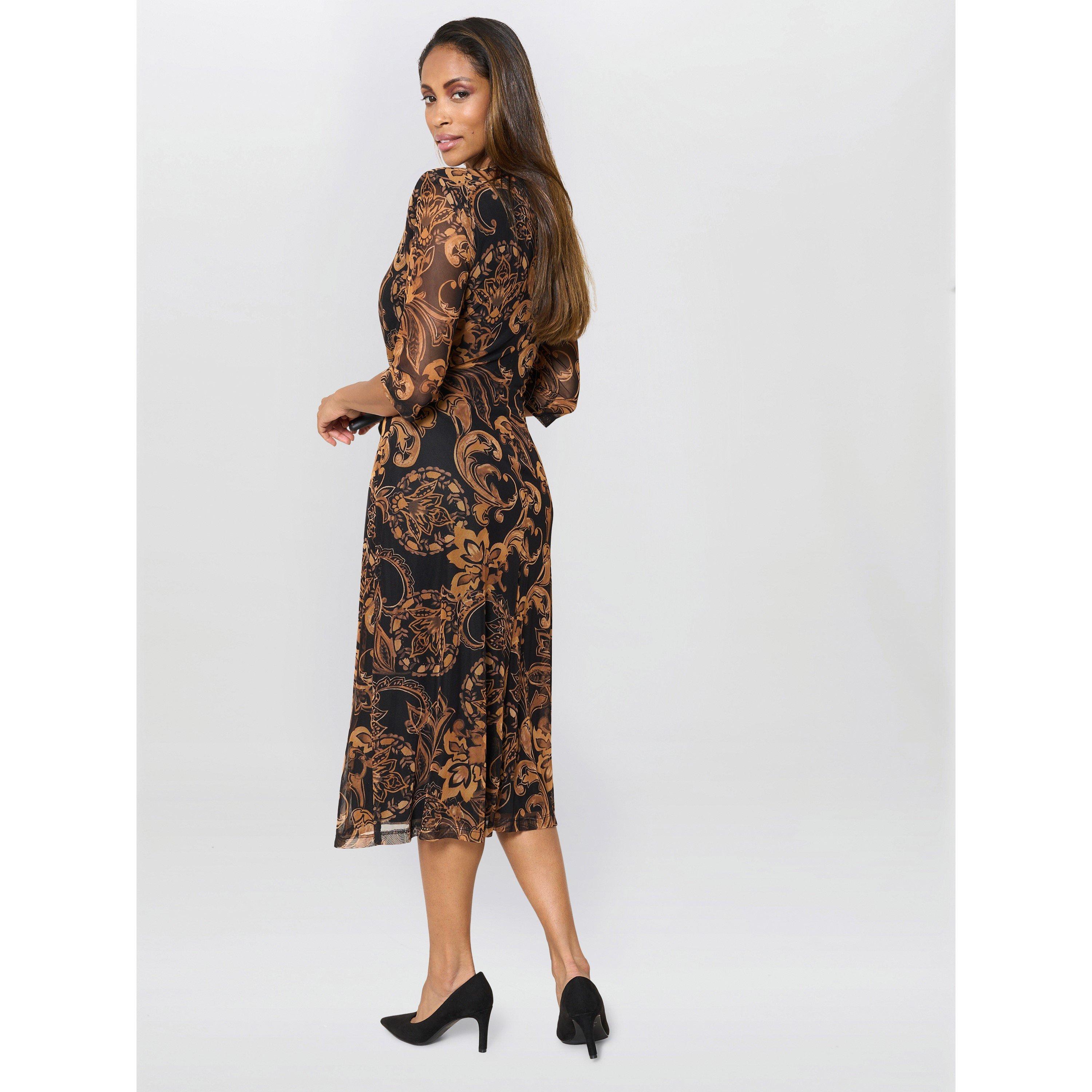 Black / Brown - Gina Bacconi - Yvette Burnt Bronze Midi Dress - 6
