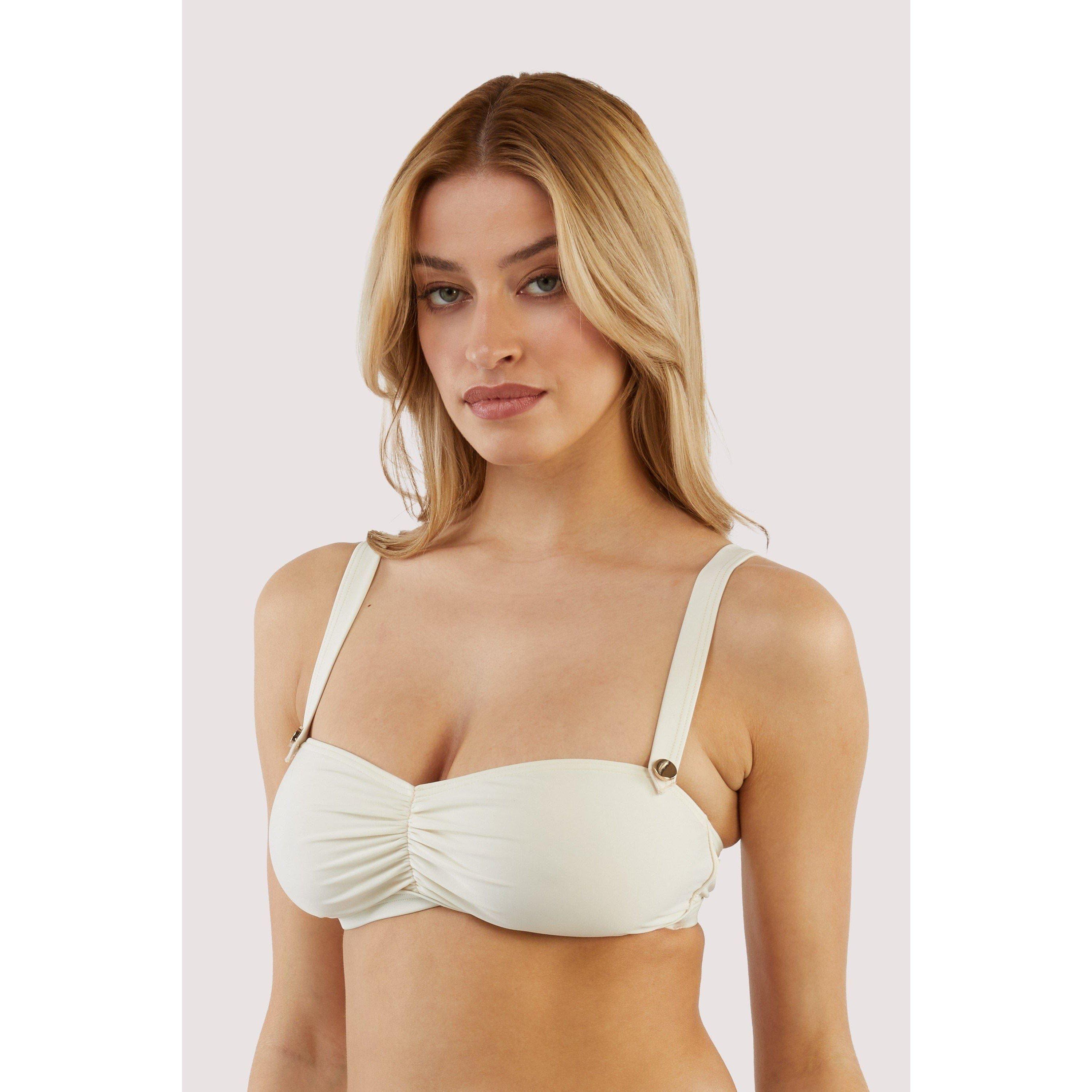 White - Playful Promises - Bettie Page Eco Honey White Sweetheart Bikini Top - 1