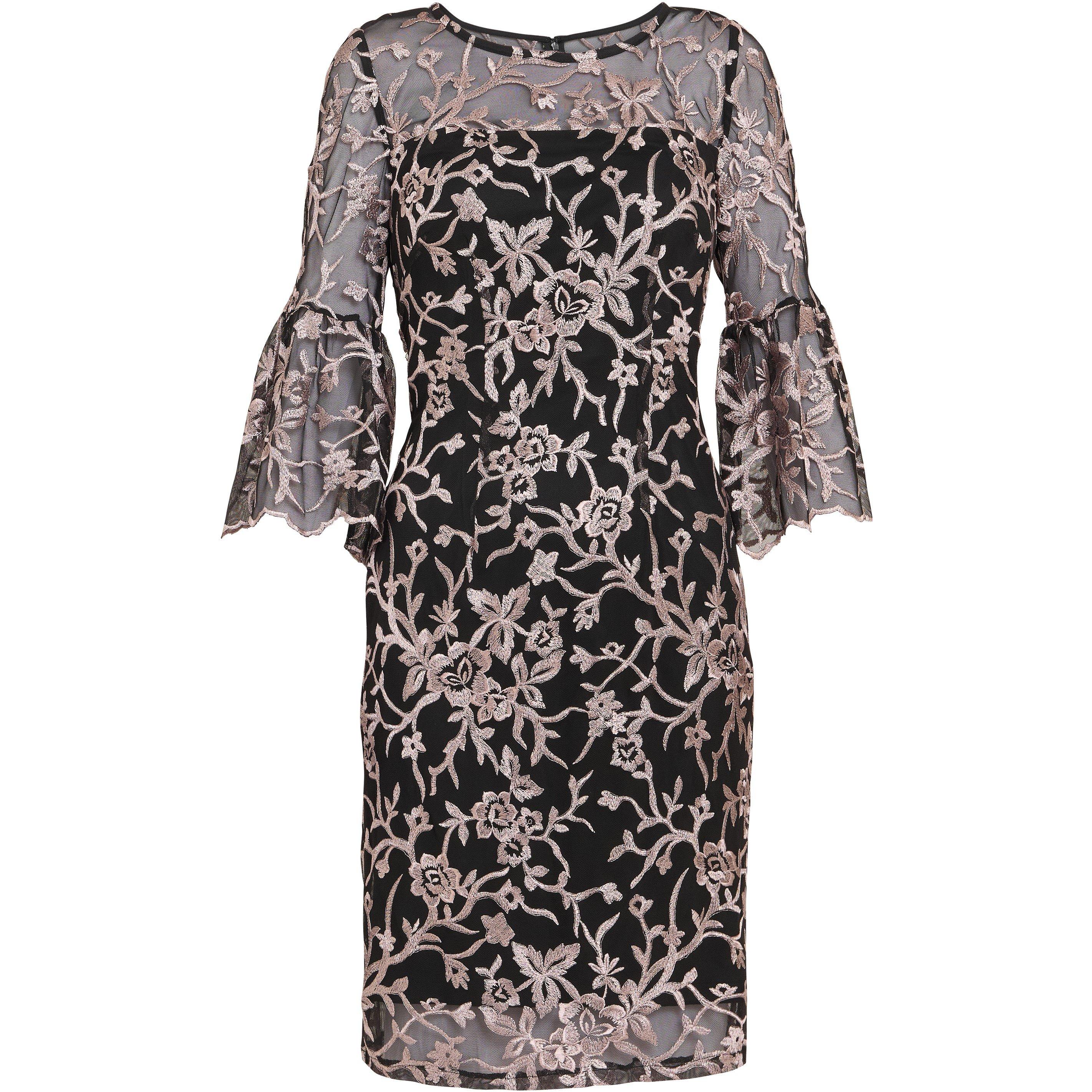 Black / Pink - Gina Bacconi - Maxine Embroidered Shift Dress - 4