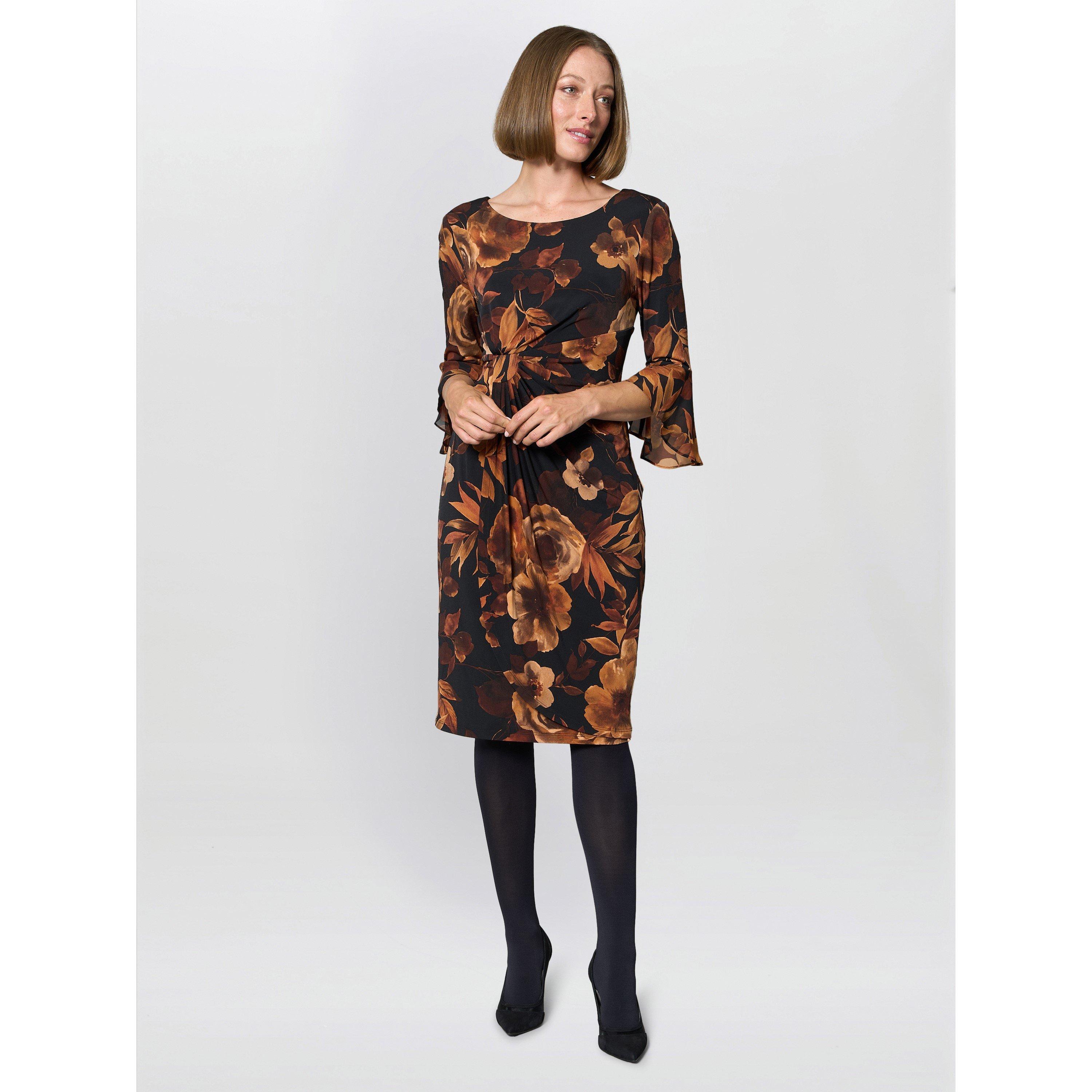 Rust - Gina Bacconi - Abi Rust Floral Print Dress - 3