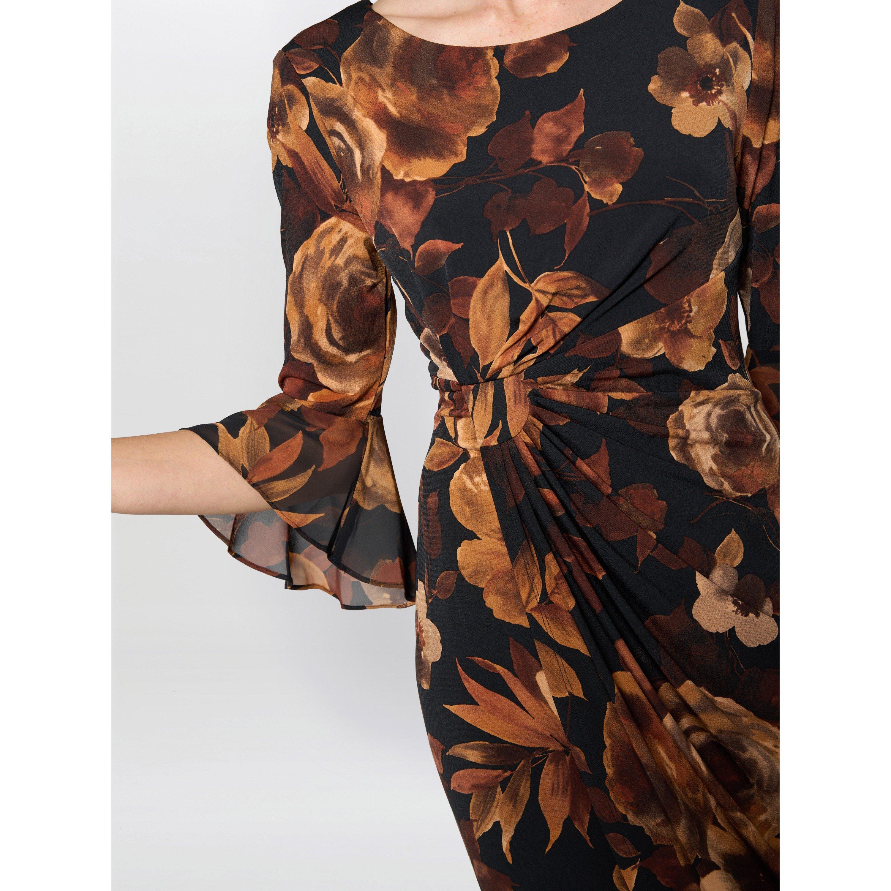 Rust - Gina Bacconi - Abi Rust Floral Print Dress - 4