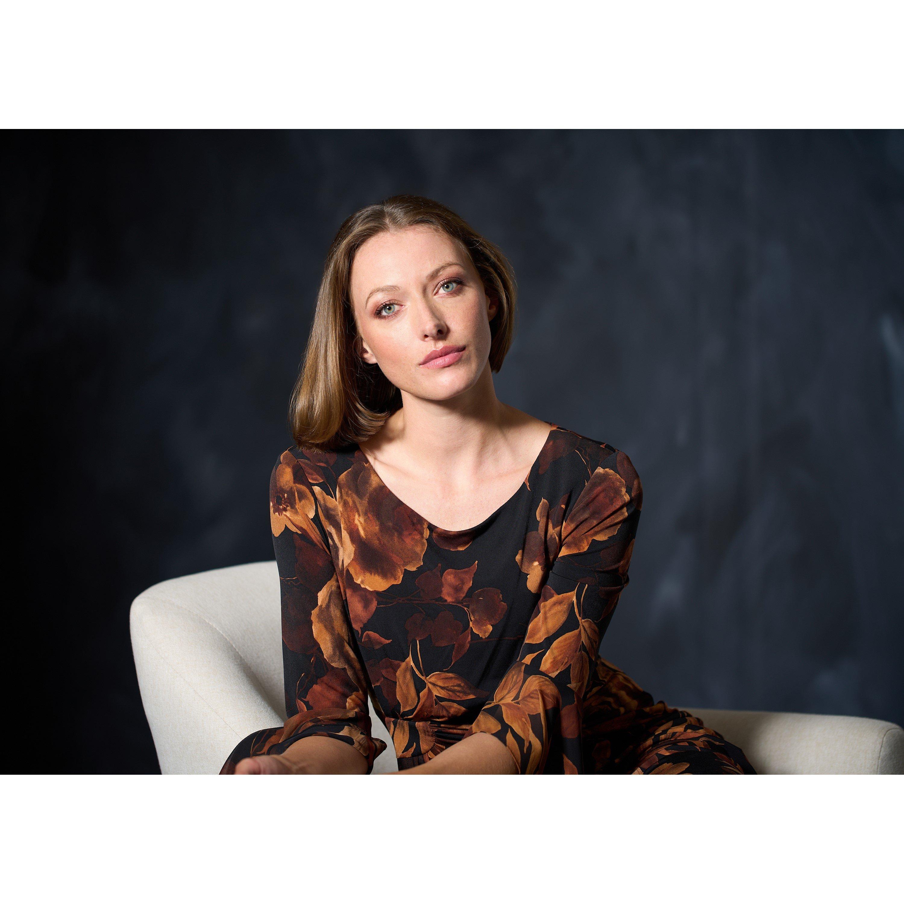 Rust - Gina Bacconi - Abi Rust Floral Print Dress - 5