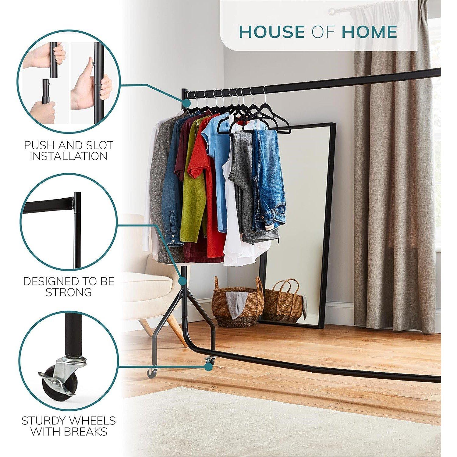 Black - House of Home - Superior 5FT Long x 5FT Clothes Rail Black - 3