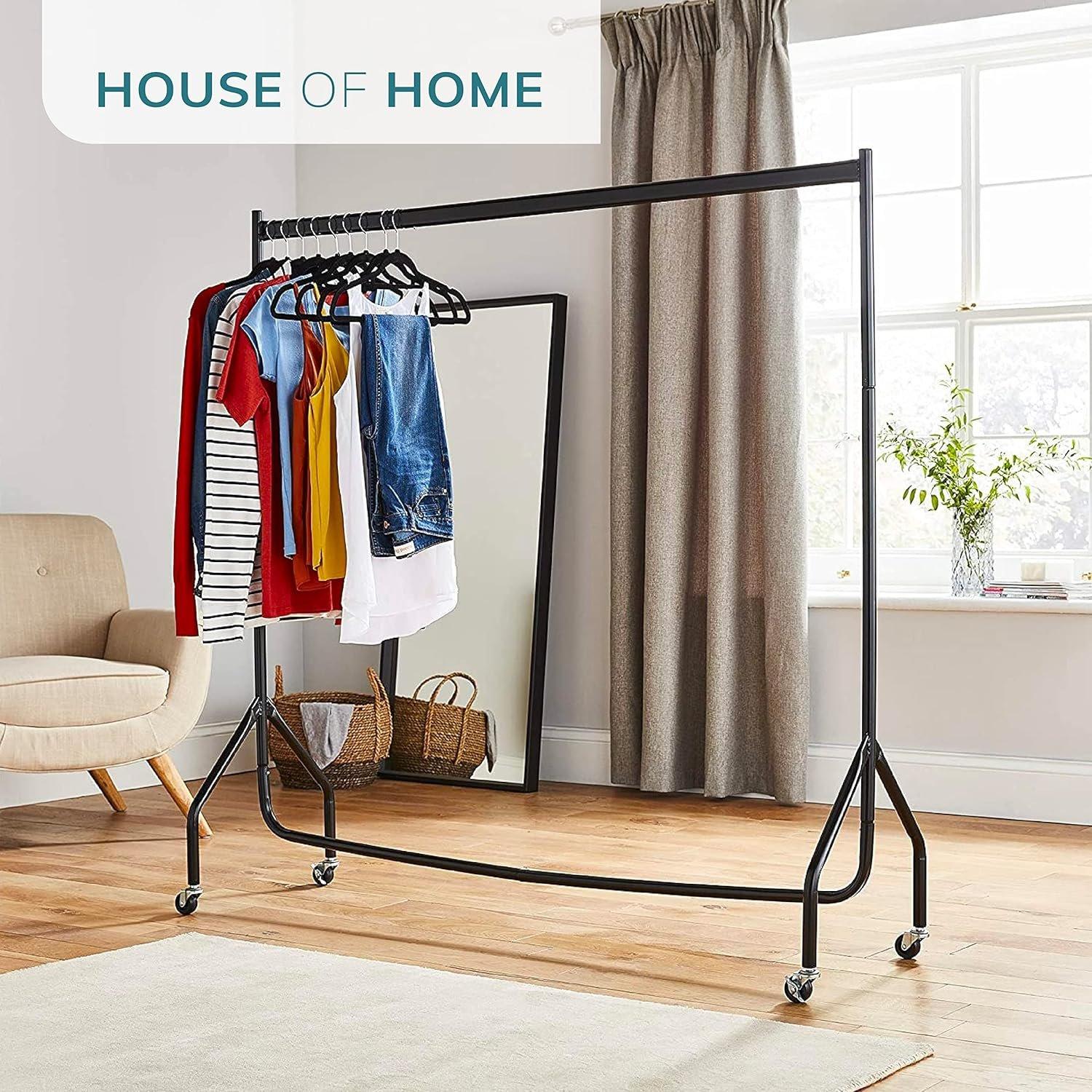 Black - House of Home - Superior 4FT Long x 5FT Clothes Rail In Black - 3