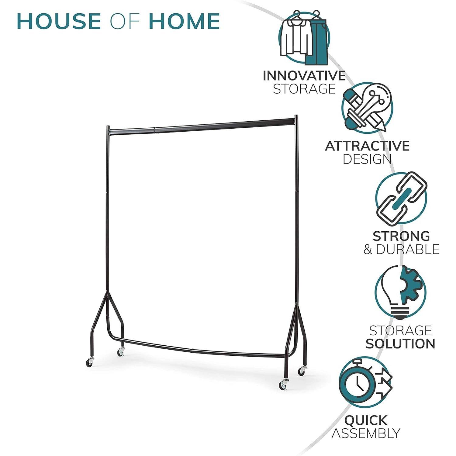 Black - House of Home - Superior 4FT Long x 5FT Clothes Rail In Black - 4