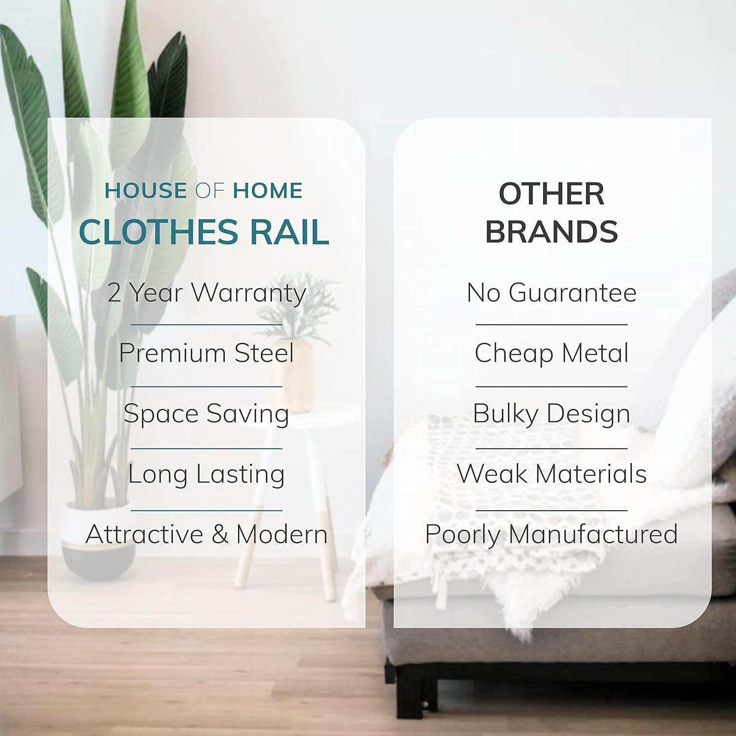 Black - House of Home - Superior 4FT Long x 5FT Clothes Rail In Black - 8