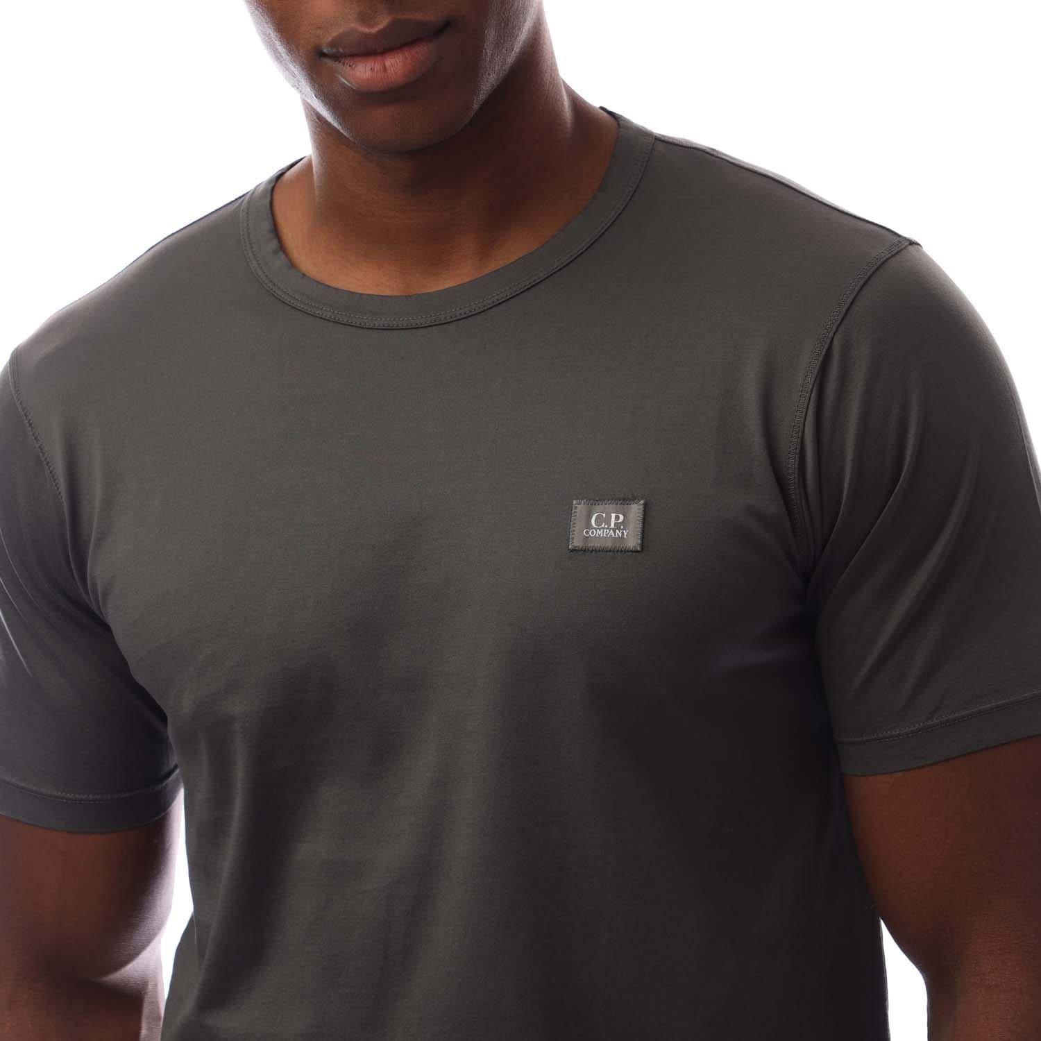 Grey - CP Company - 70/2 Mercerized Jersey Logo Patch T-Shirt - 3