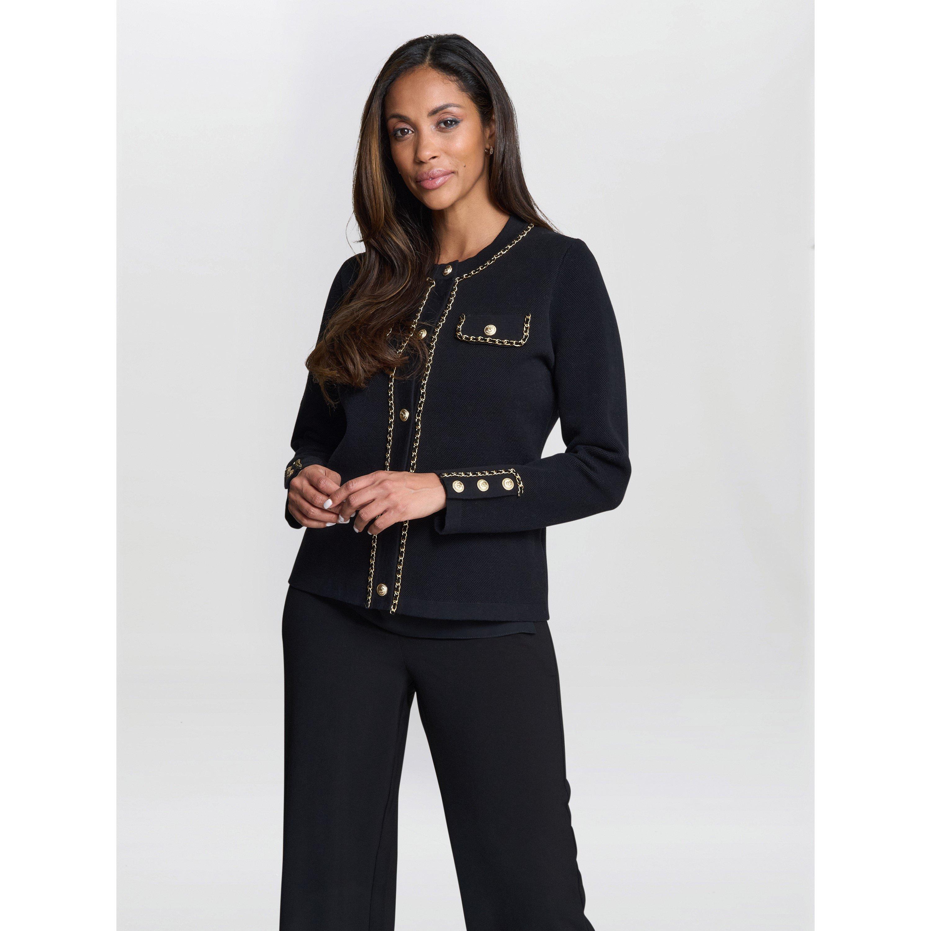 Black - Gina Bacconi - Women's Alisha Knitted Collarless Jacket - 2