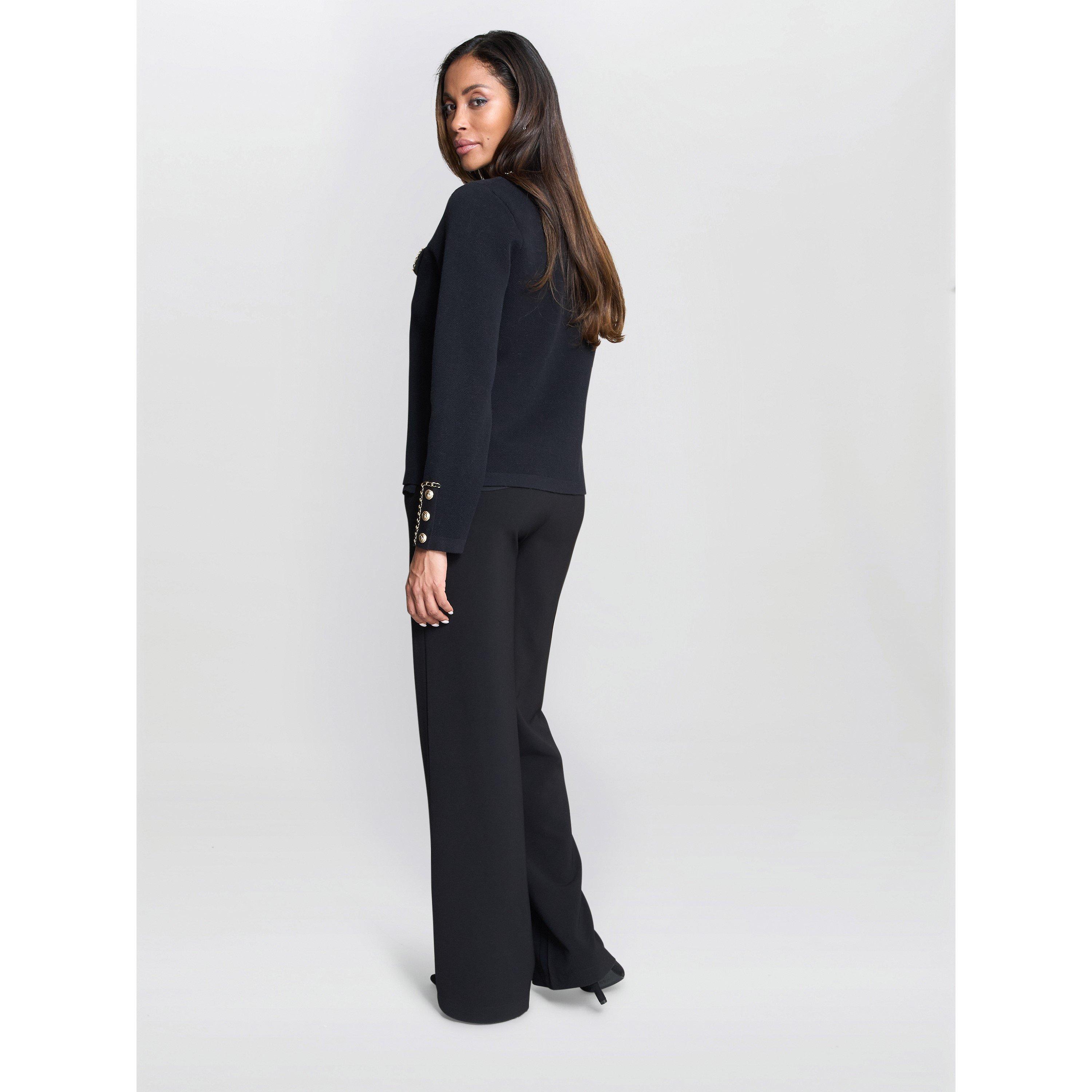 Black - Gina Bacconi - Women's Alisha Knitted Collarless Jacket - 3