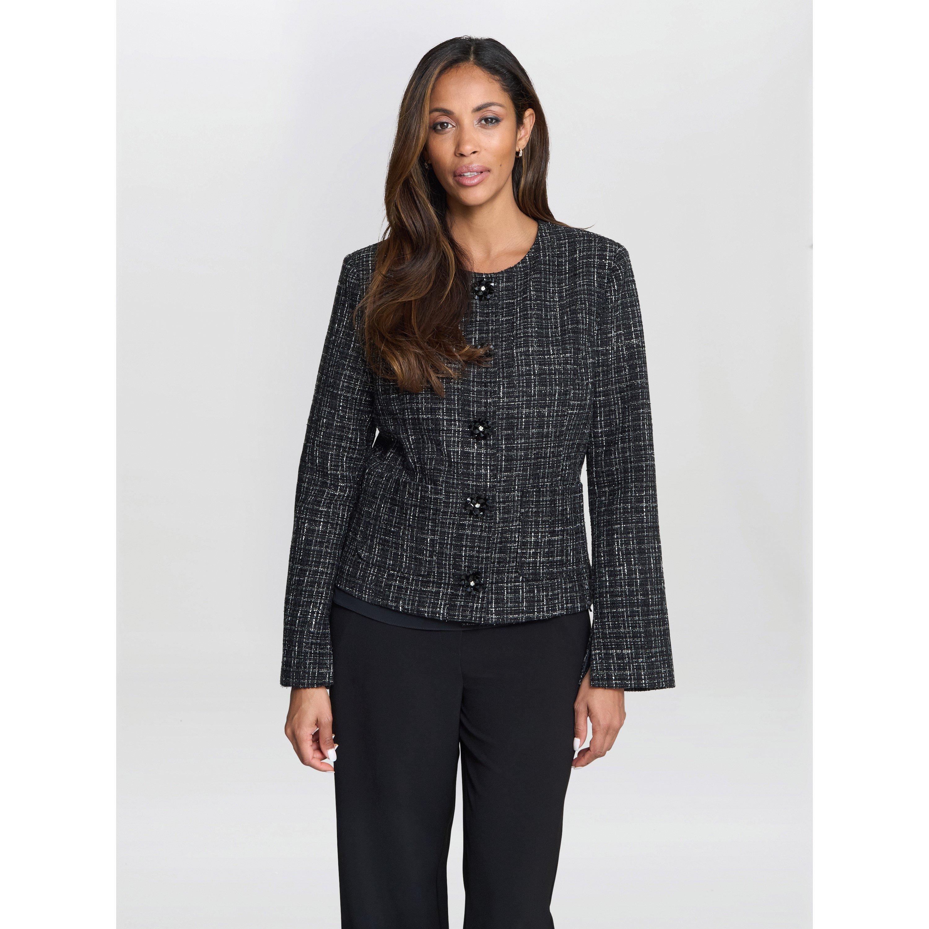 Black - Gina Bacconi - Women's Alisson Tweed Knitted Button Front Jacket - 2