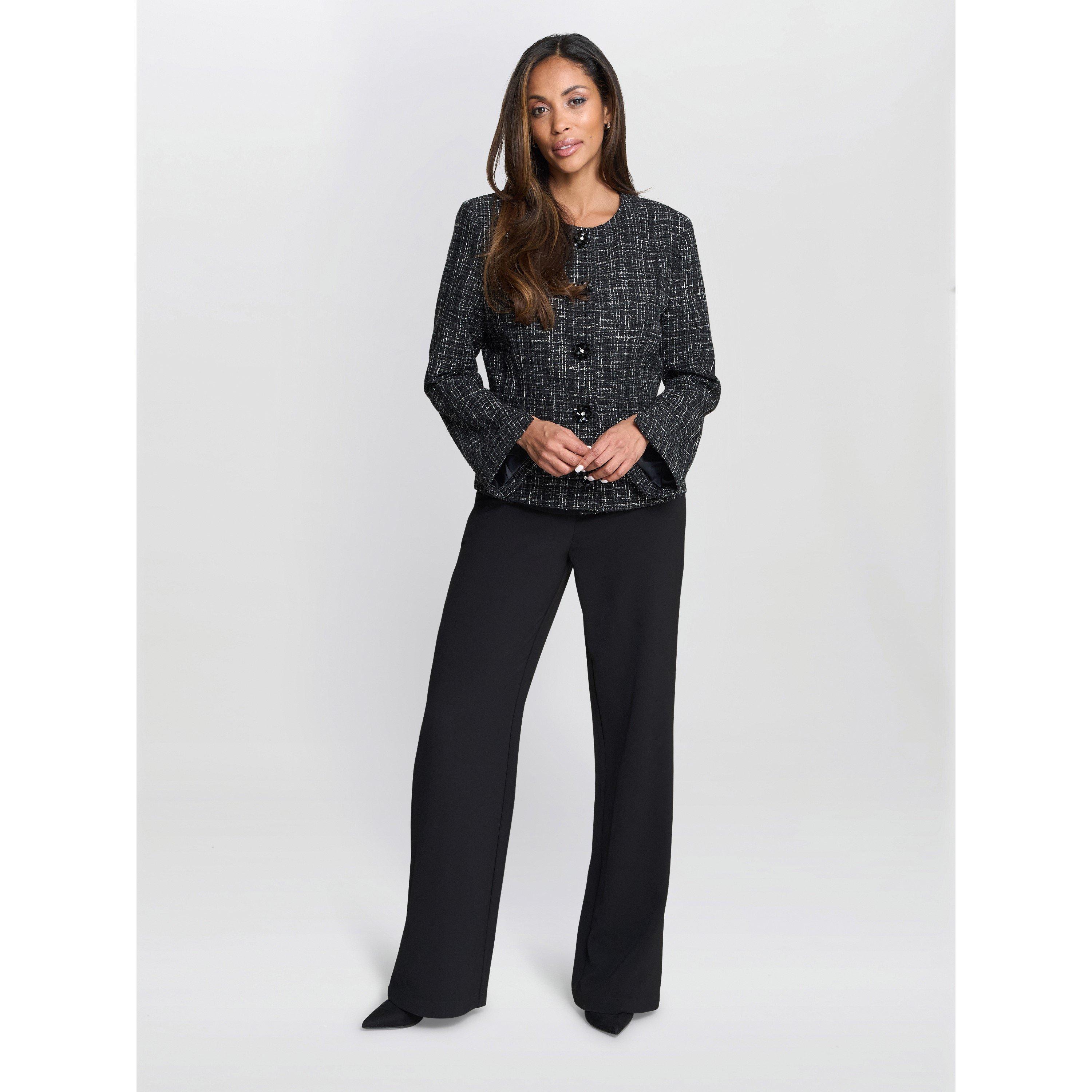 Black - Gina Bacconi - Women's Alisson Tweed Knitted Button Front Jacket - 4