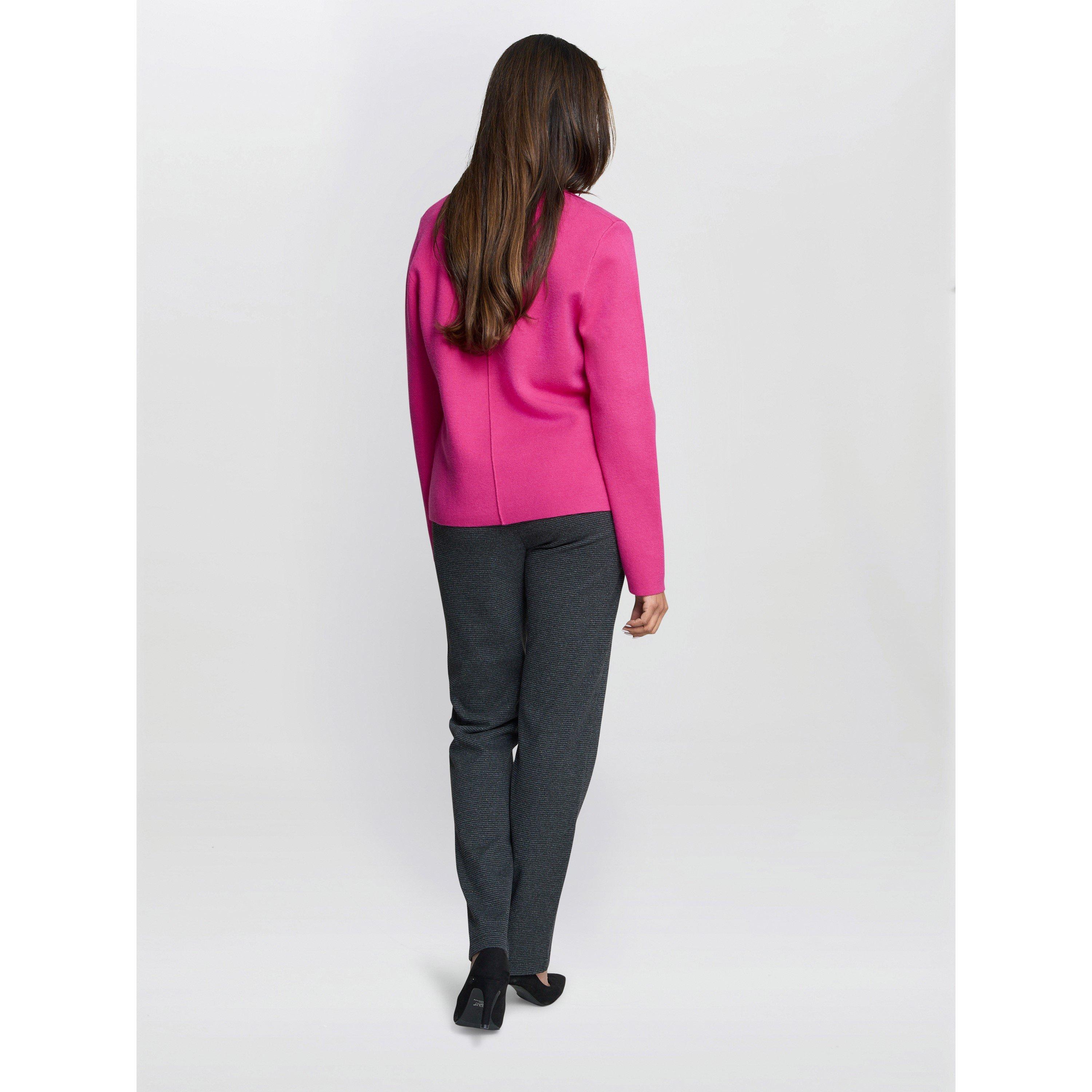 Fuchsia - Gina Bacconi - Women's Alyona Pink Heart Button Long Sleeve Jacket - 3