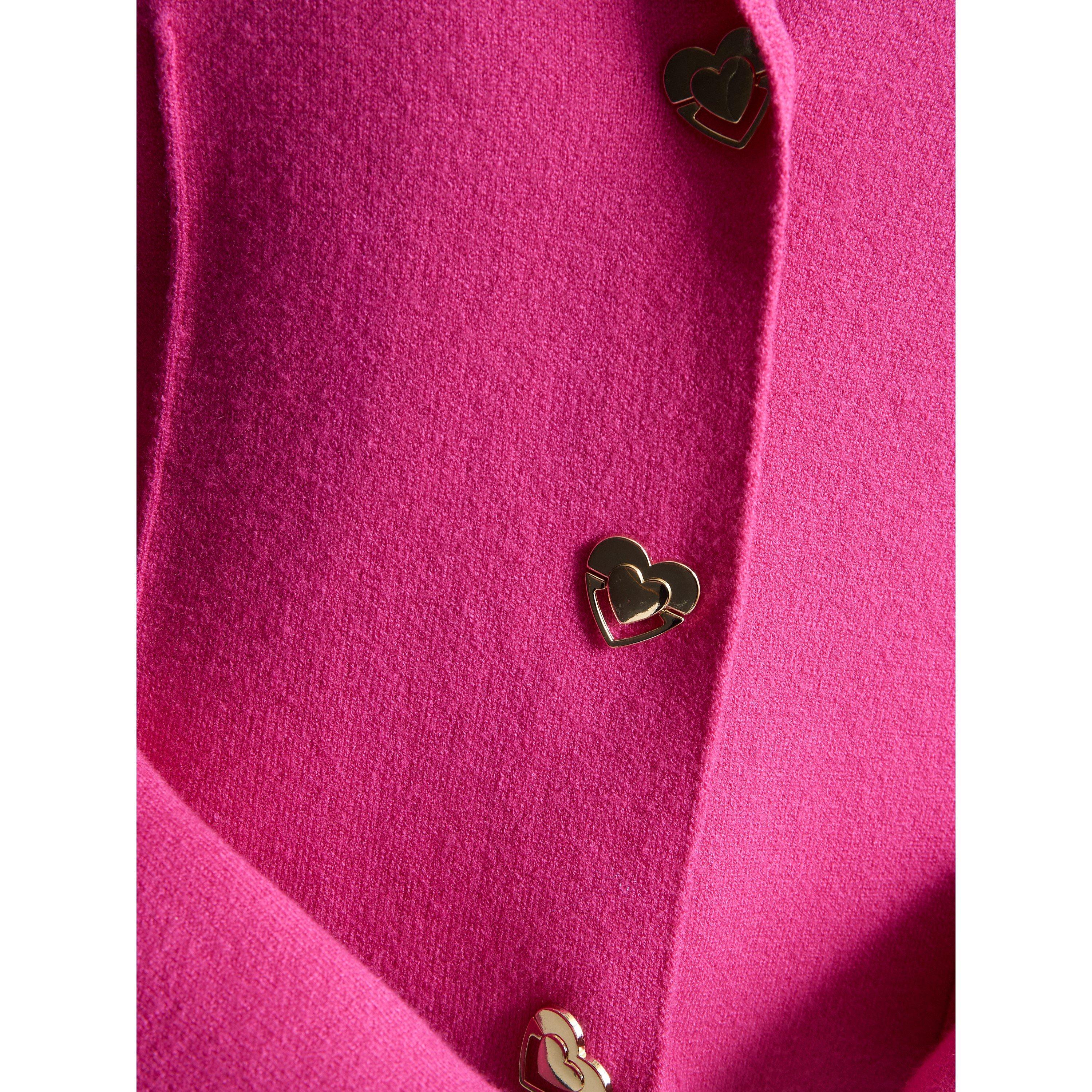 Fuchsia - Gina Bacconi - Women's Alyona Pink Heart Button Long Sleeve Jacket - 5