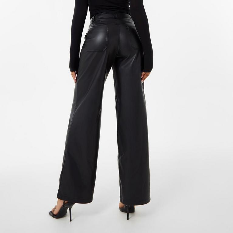Negro - Jack Wills - JW Faux Leather Straight Leg Trousers - 2