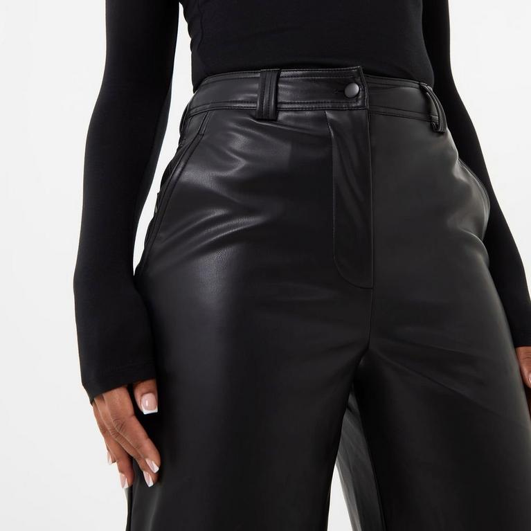 Negro - Jack Wills - JW Faux Leather Straight Leg Trousers - 3