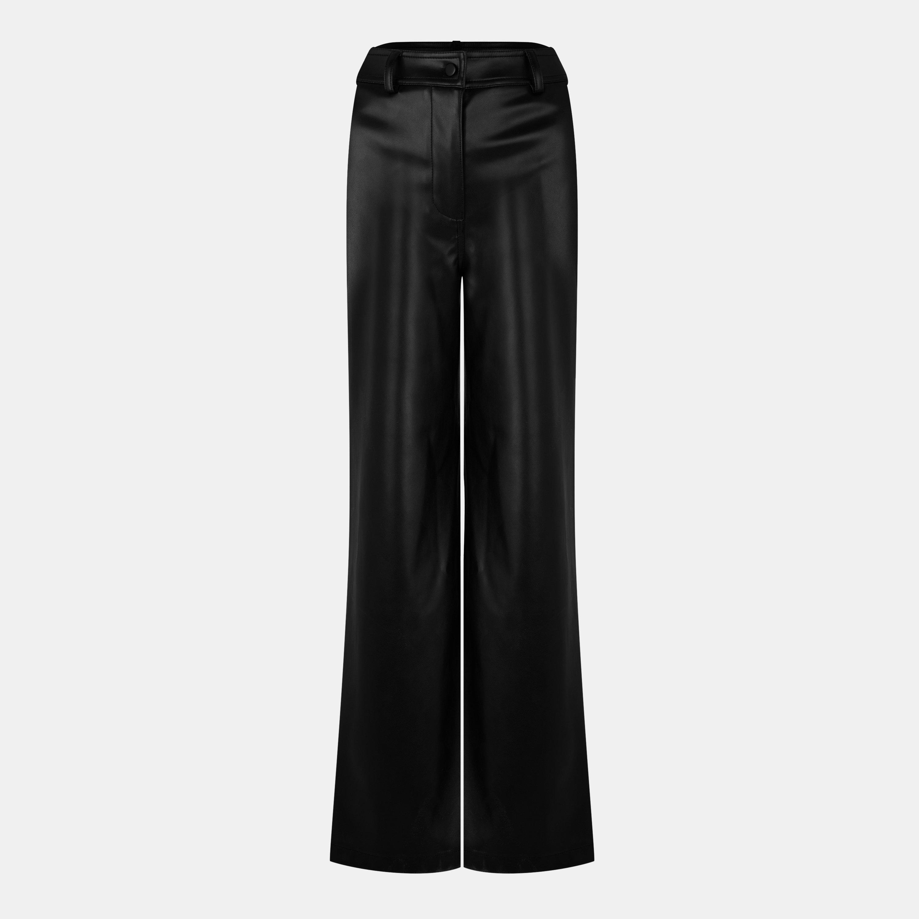 Black - Jack Wills - Faux Leather Straight Leg Trousers - 1