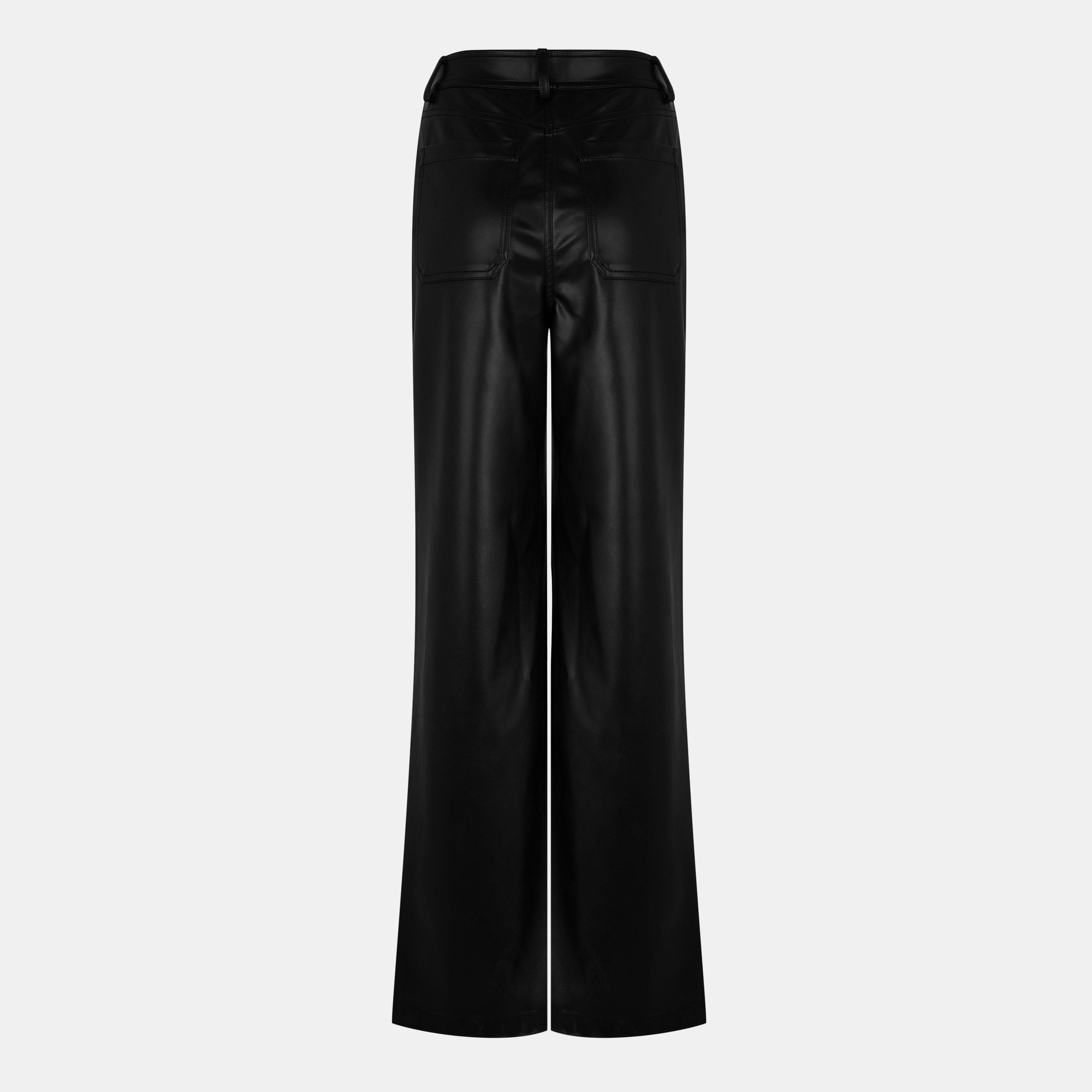 Black - Jack Wills - Faux Leather Straight Leg Trousers - 2
