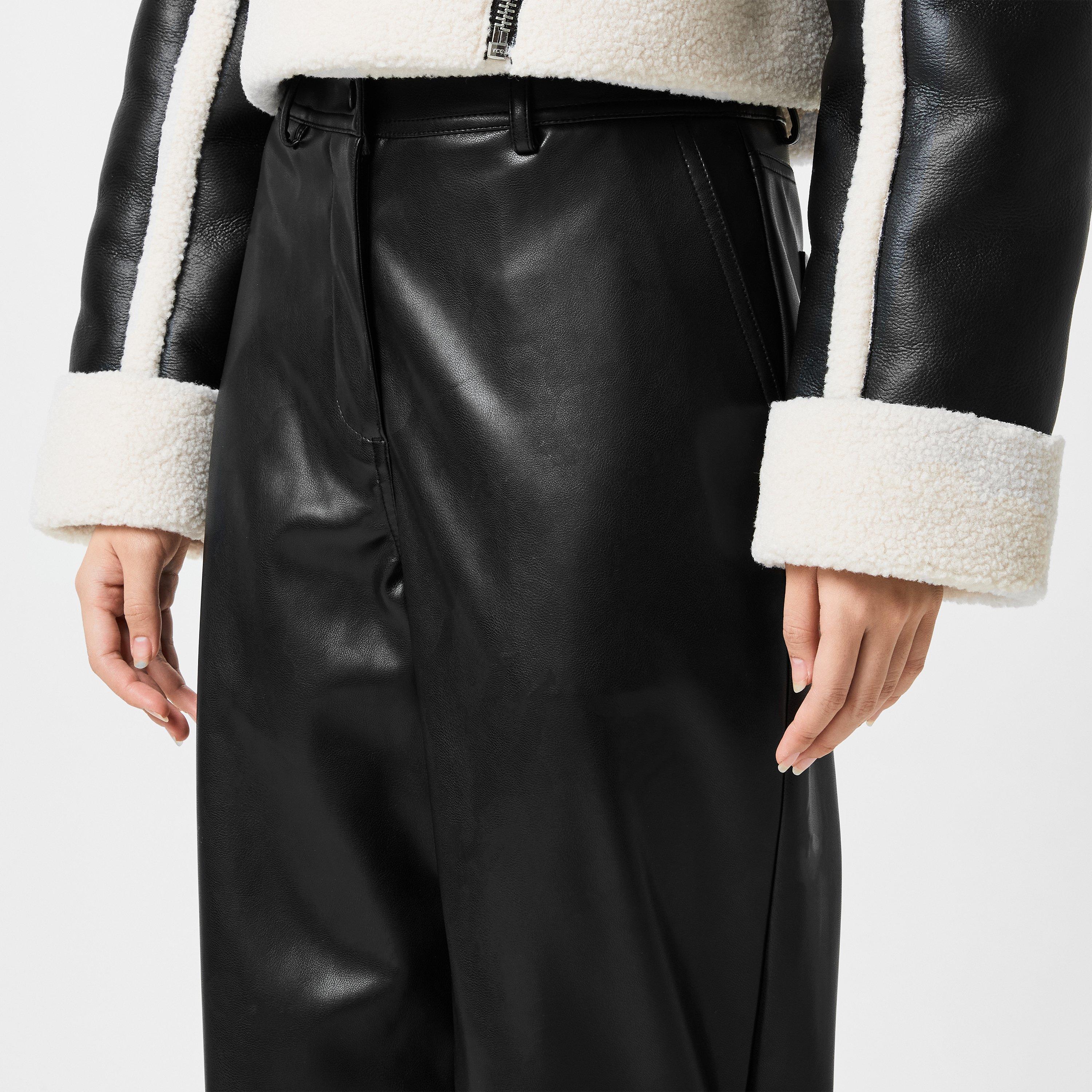 Black - Jack Wills - Faux Leather Straight Leg Trousers - 3