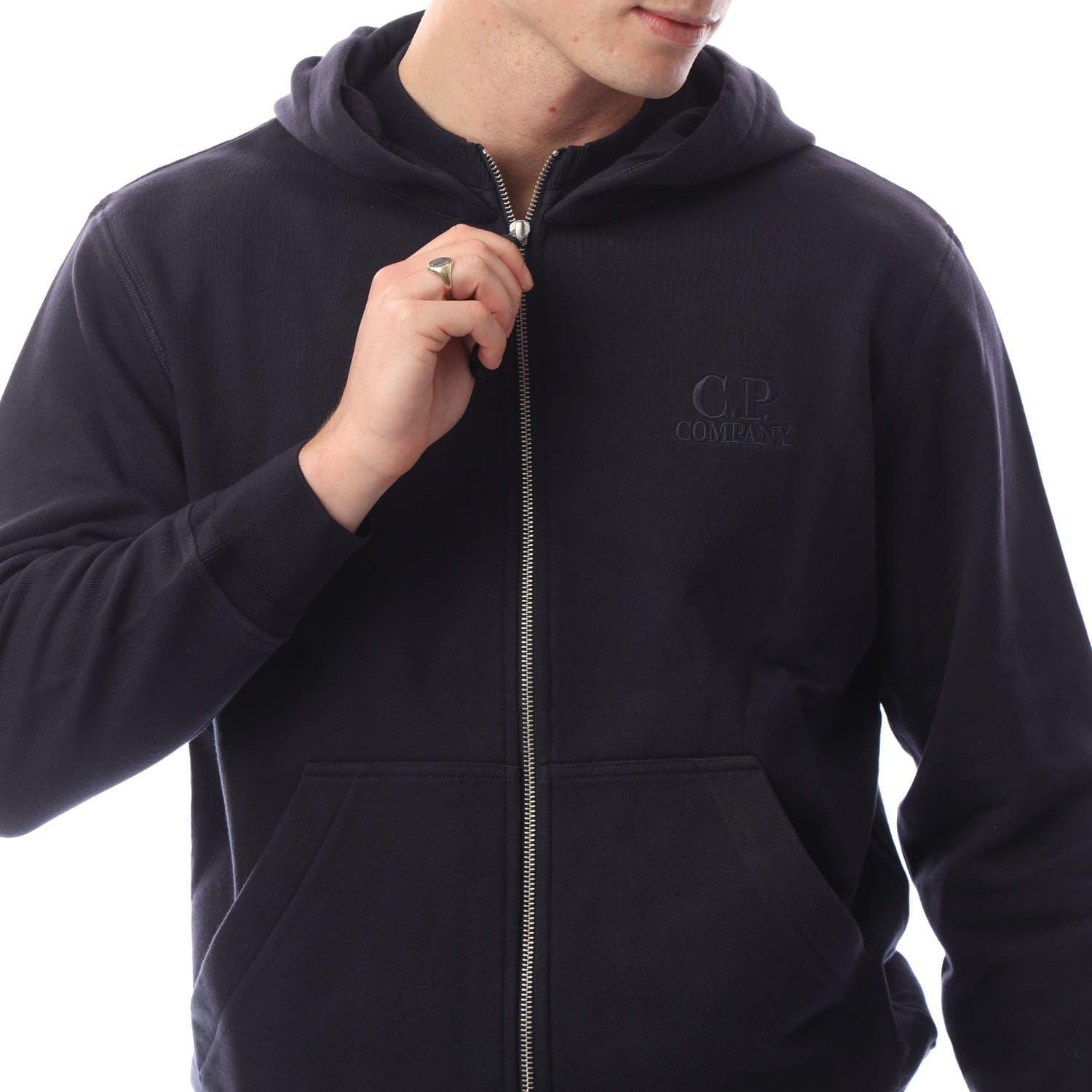 Navy - CP Company - Diagonal Raised Fleece Logo Full-Zip Hoodie - 2